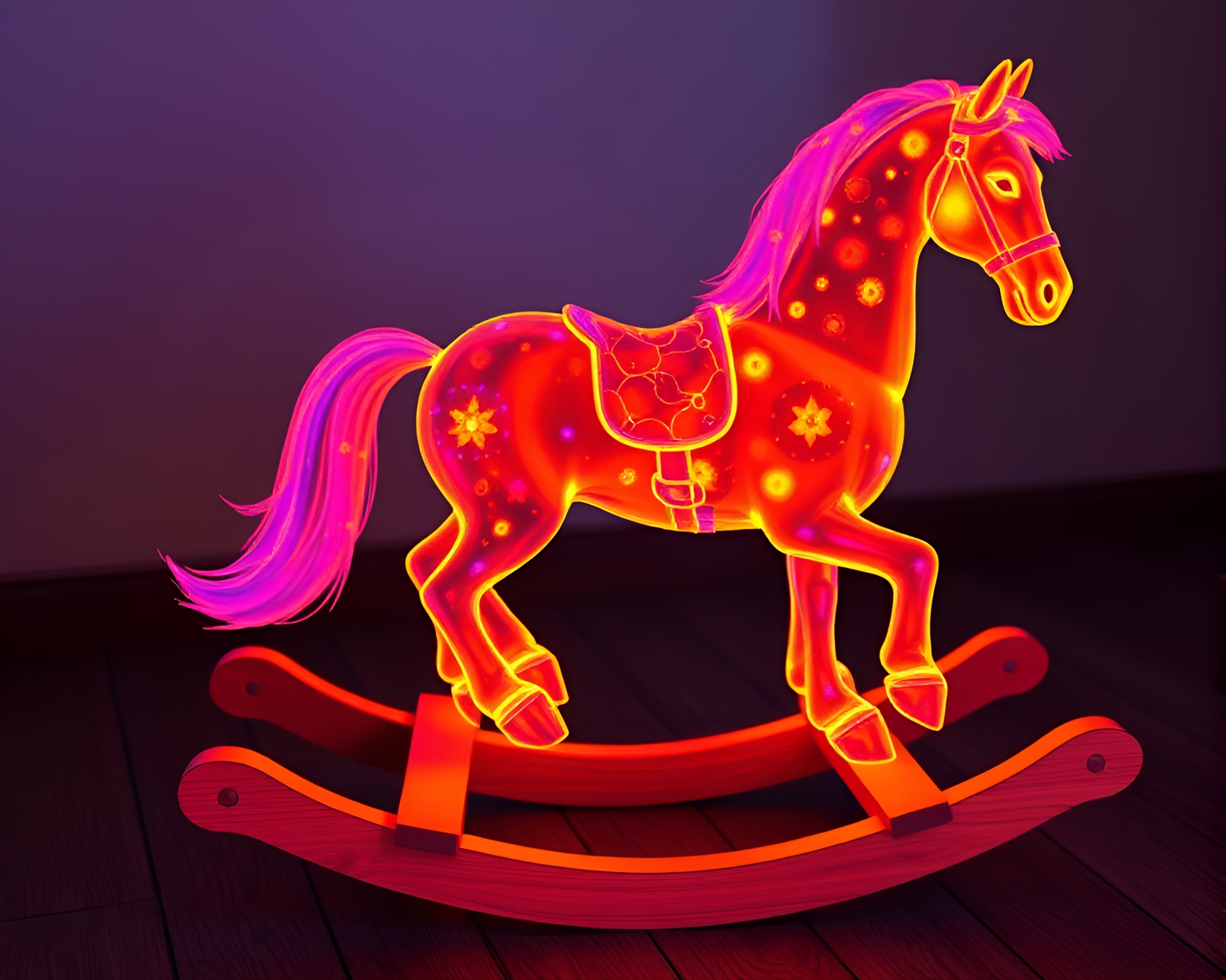 Bubble Clusters on Thermal Imaged Wooden Rocking Horse – free AI stock image