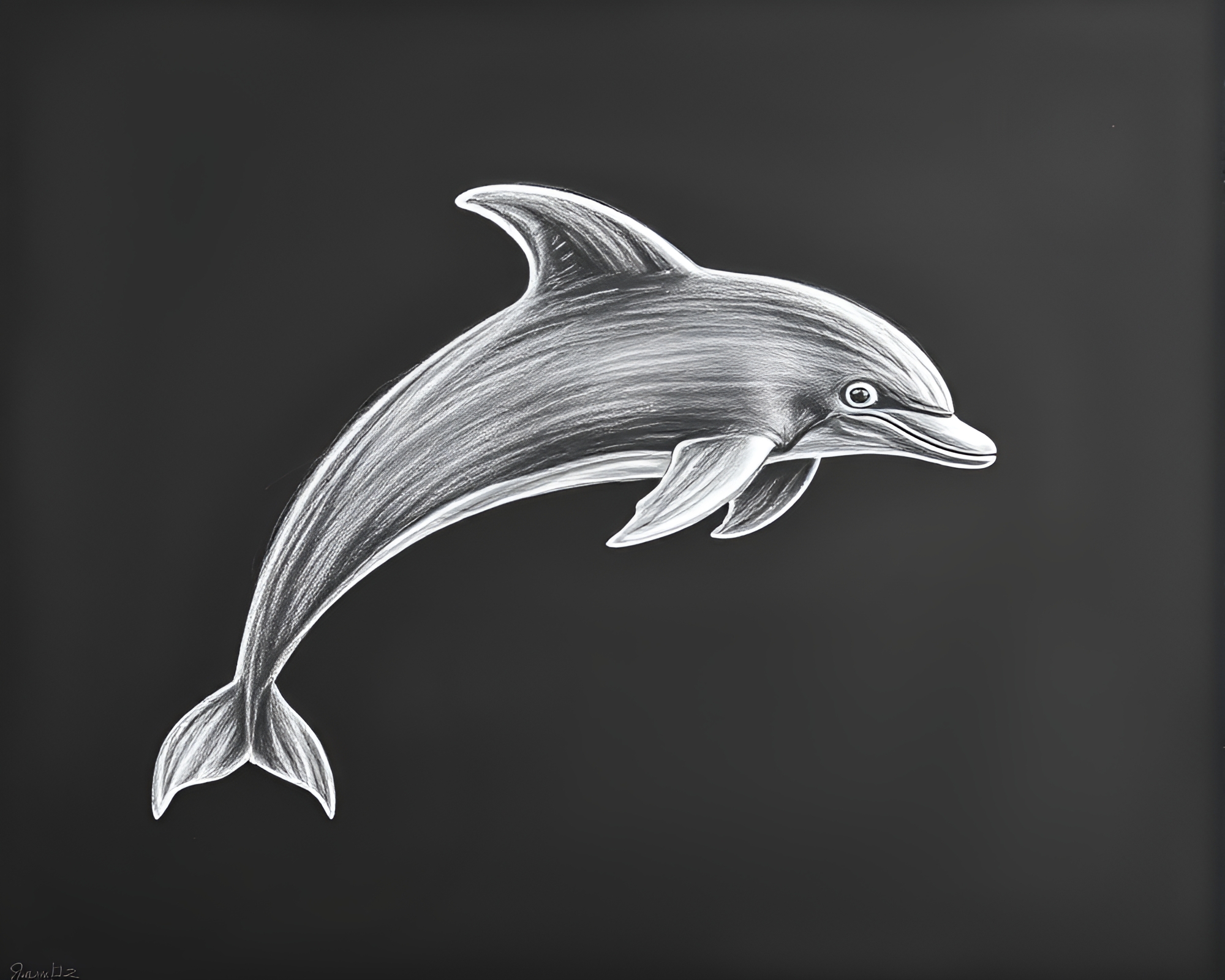 Whimsical Dolphin Chalk Drawing in Gradient Mesh Style – free AI stock image