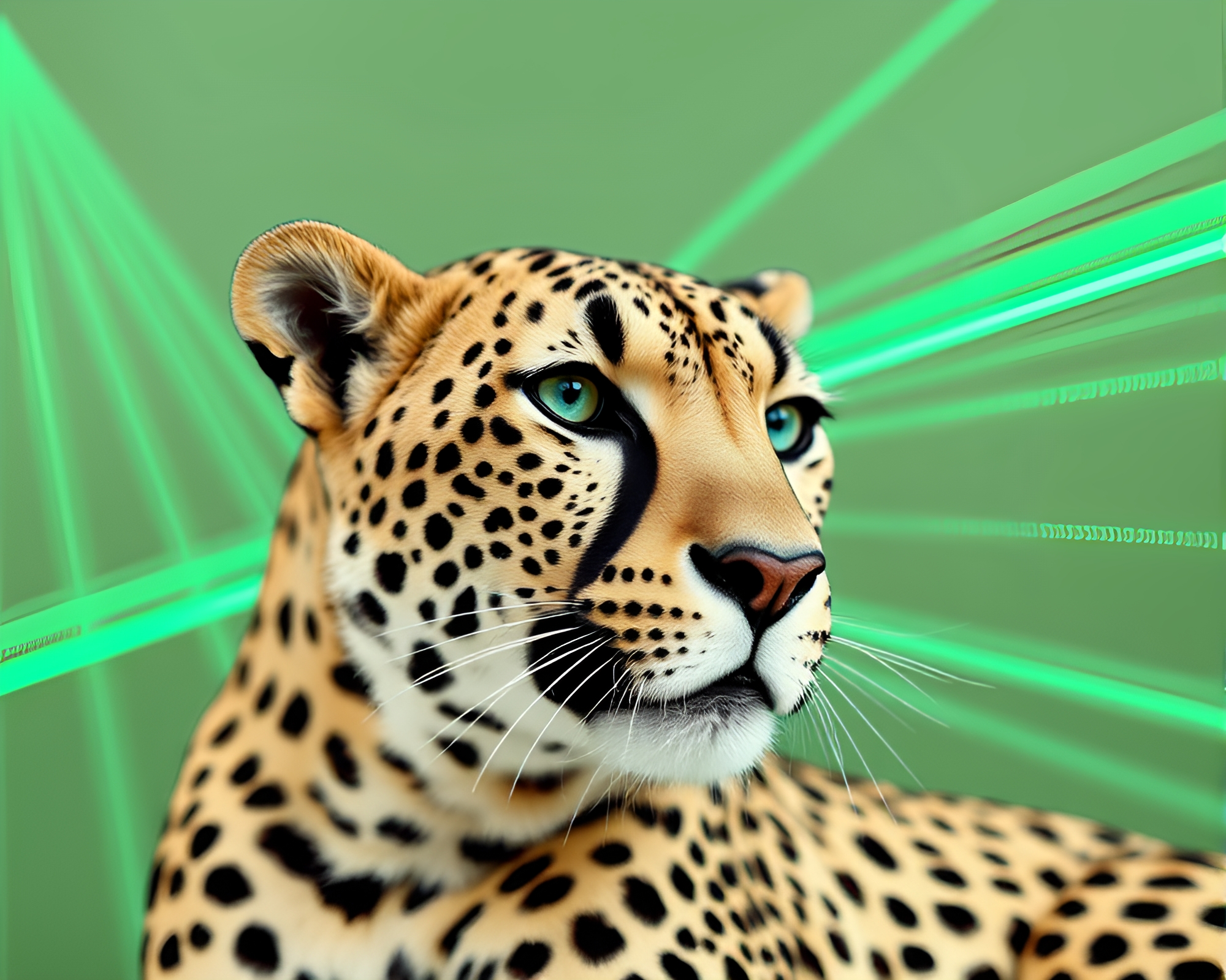 Cheetah in Mint Green Laser Paper Cutout Art – free AI stock image