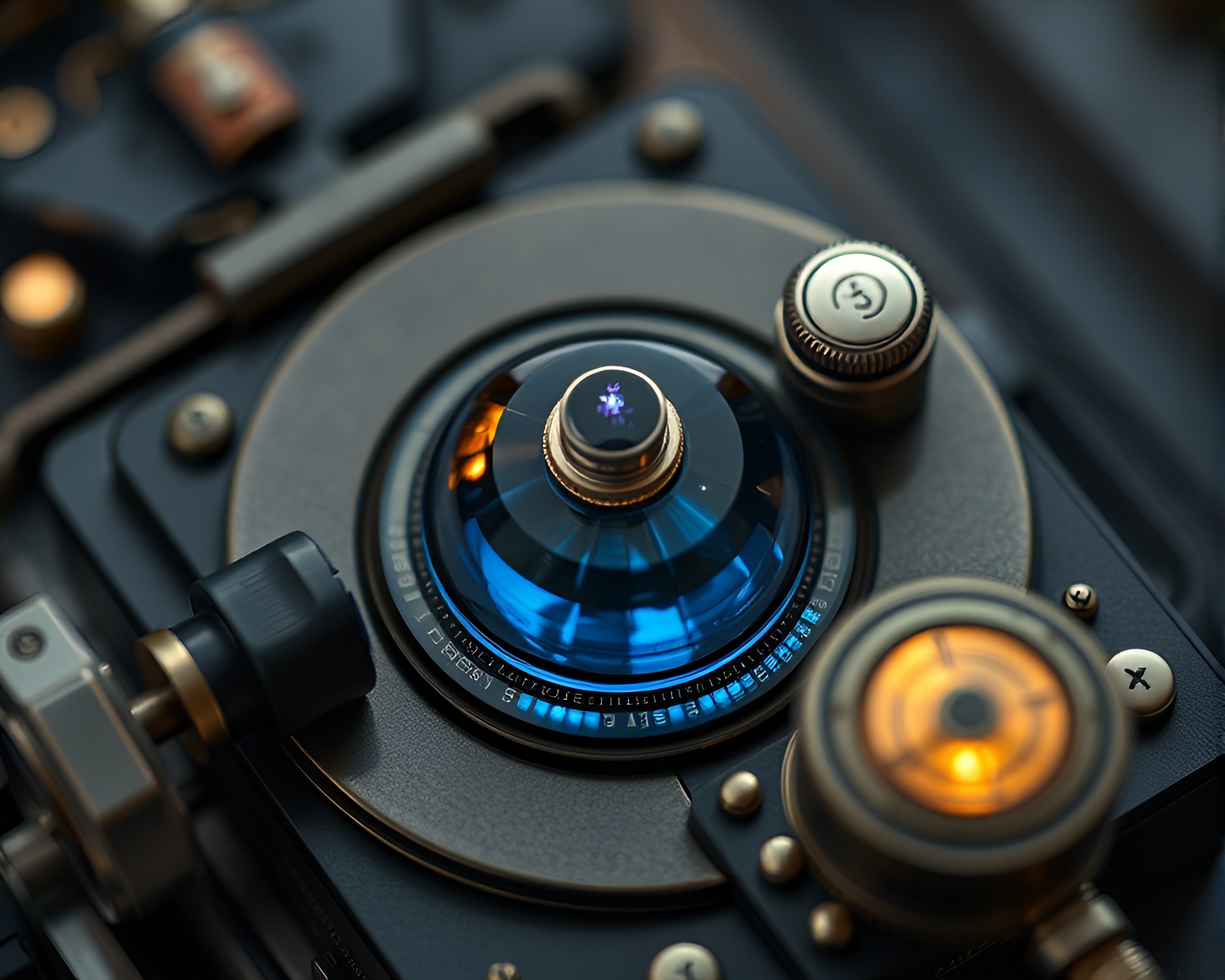 Sapphire-toned Morse Code Telegraph Study From Above – free AI stock image