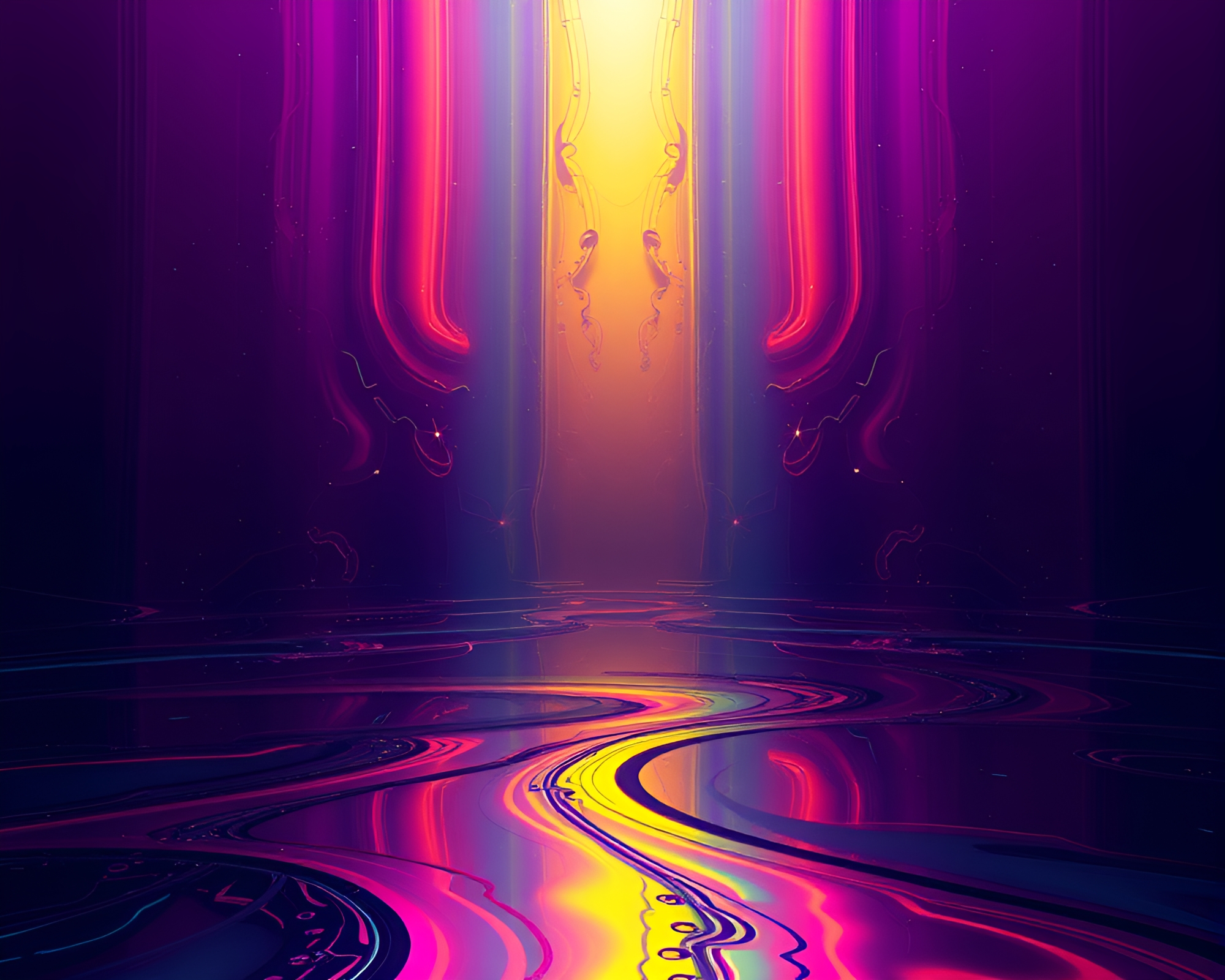 Oil Slick Rainbow Quantum Computer Geometric Abstraction – free AI stock image