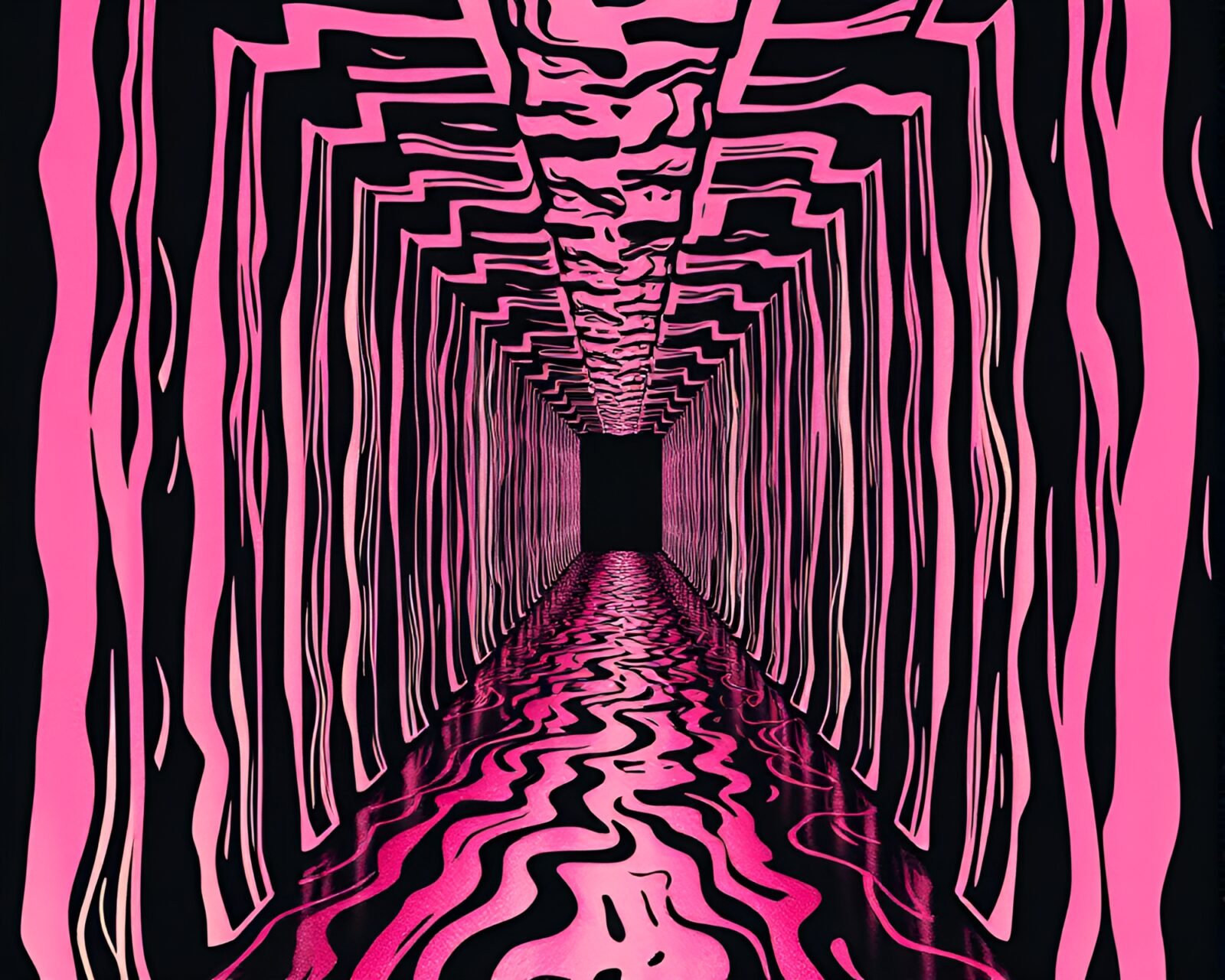 A retro linocut mirror maze with matte finish