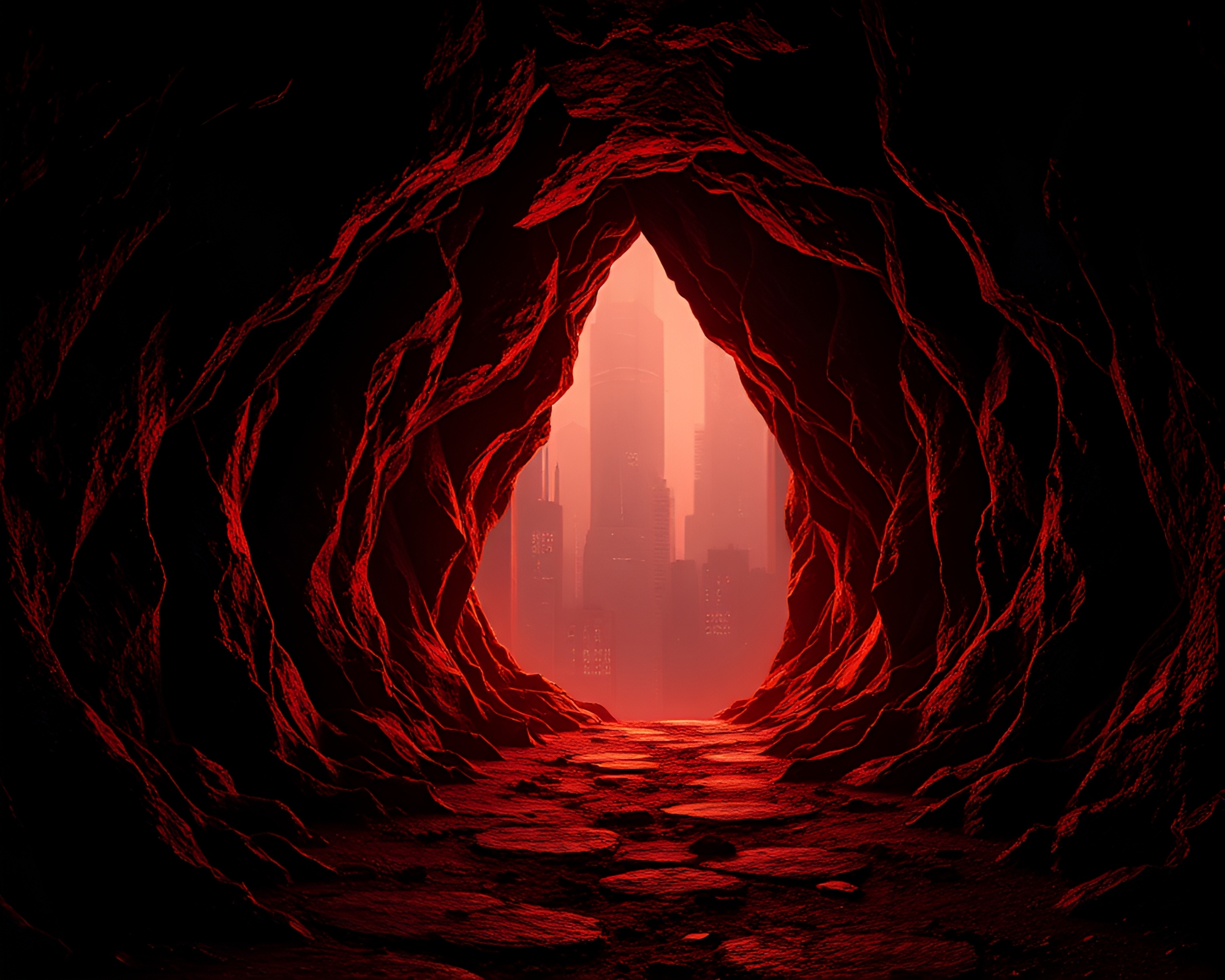 Rust Flake Matrix: Futuristic City Darkness – free AI stock image