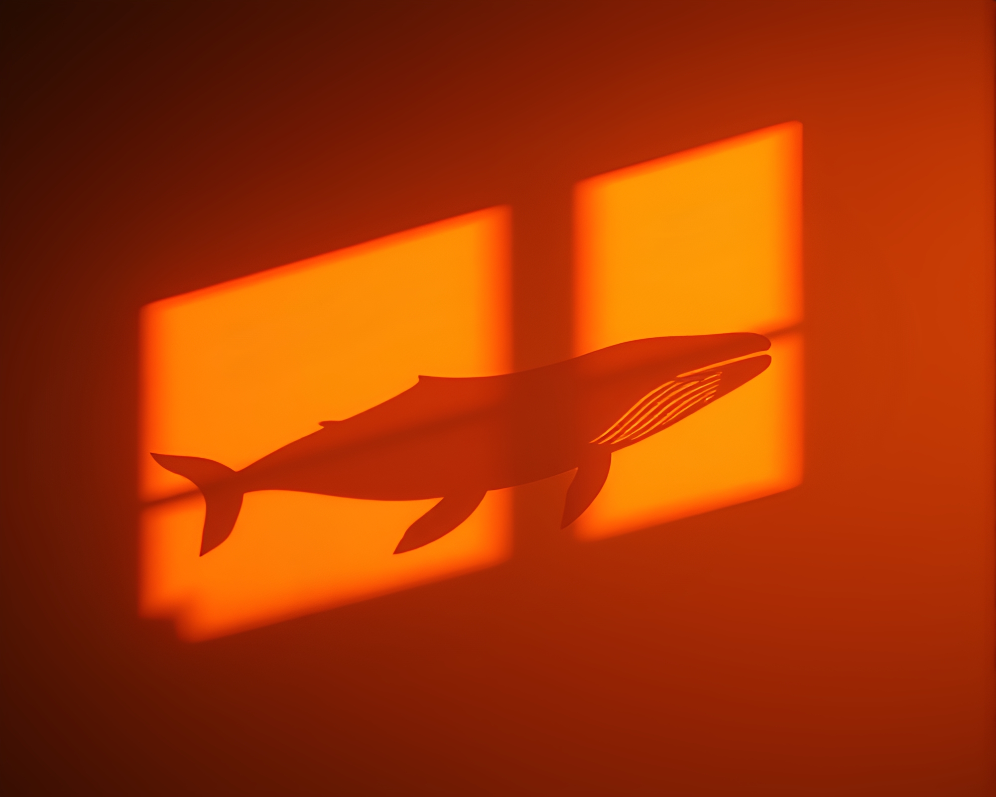 Whale Stencil Shadows in Burnt Orange Ambient Occlusion – free AI stock image