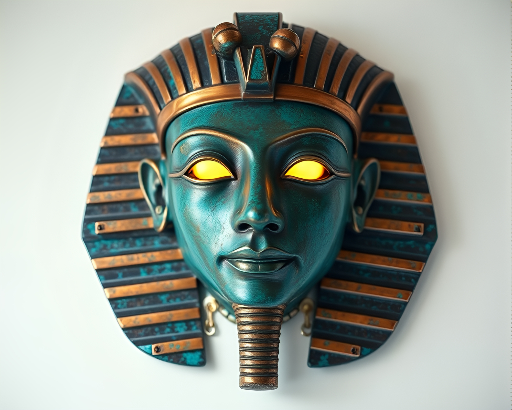Pharaoh’s Mask in Brilliant Copper Verdigris Light – free AI stock image
