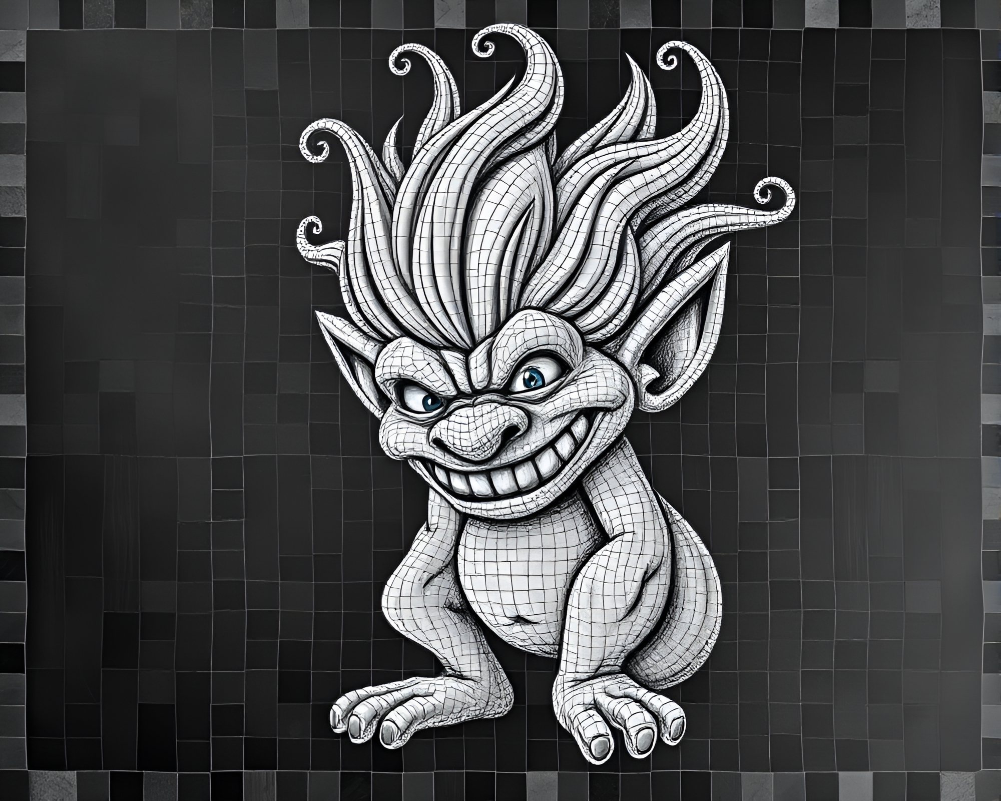 Troll King in Chalkboard Mosaic – free AI stock image