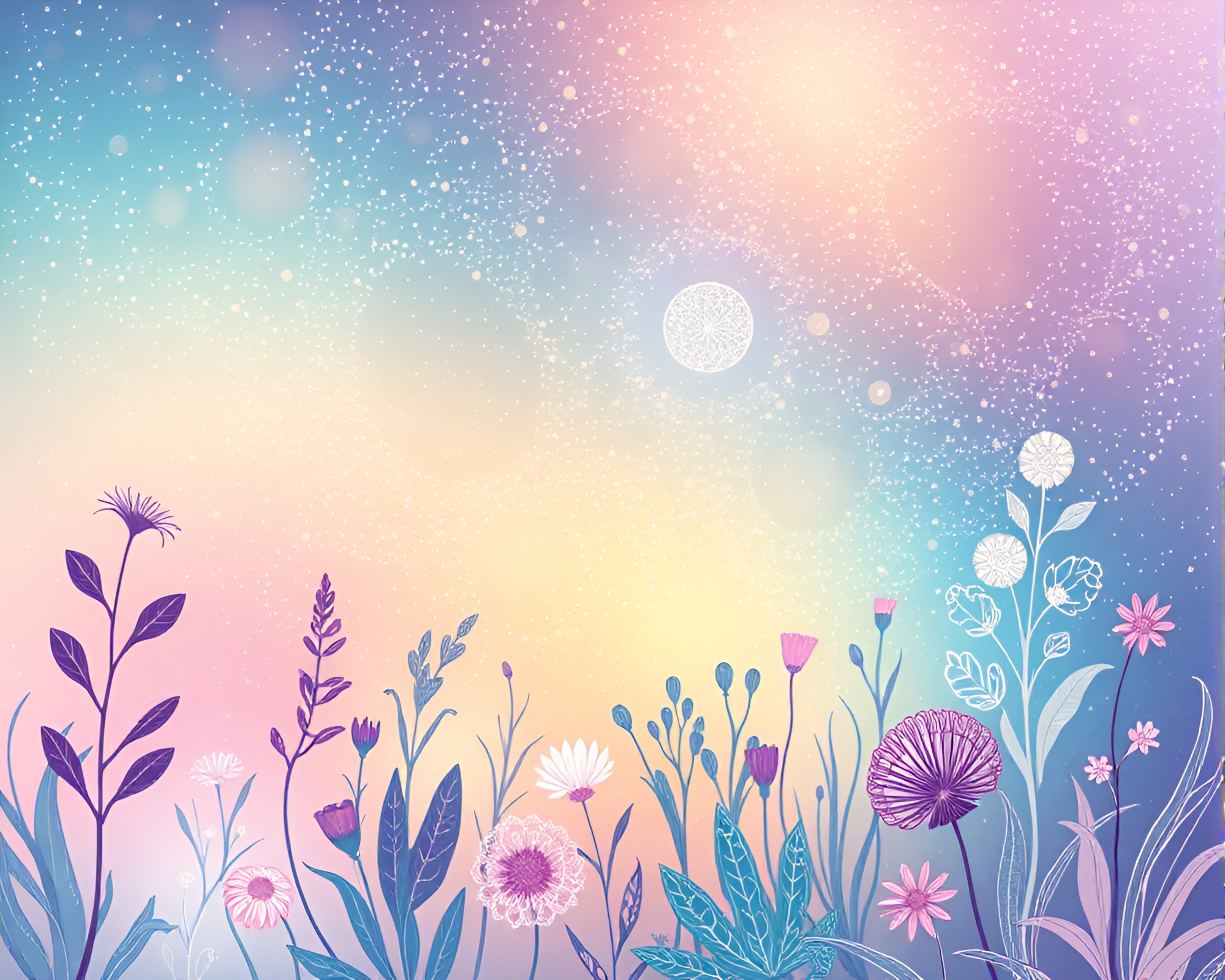 Botanical Mind Palace in Pastel Dot Matrix – free AI stock image