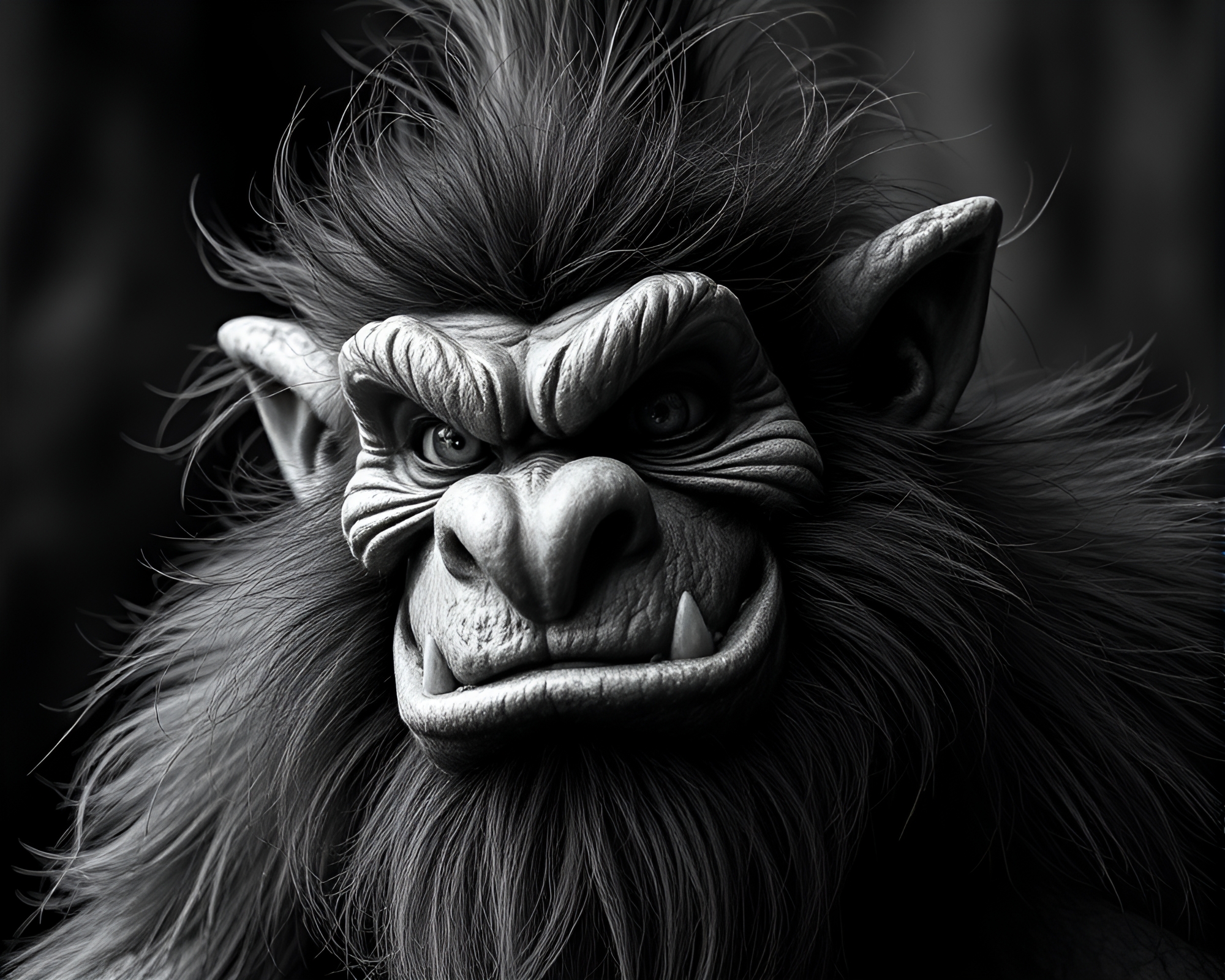 Fantasy Troll Composition in Graphite Gray Photorealism – free AI stock image