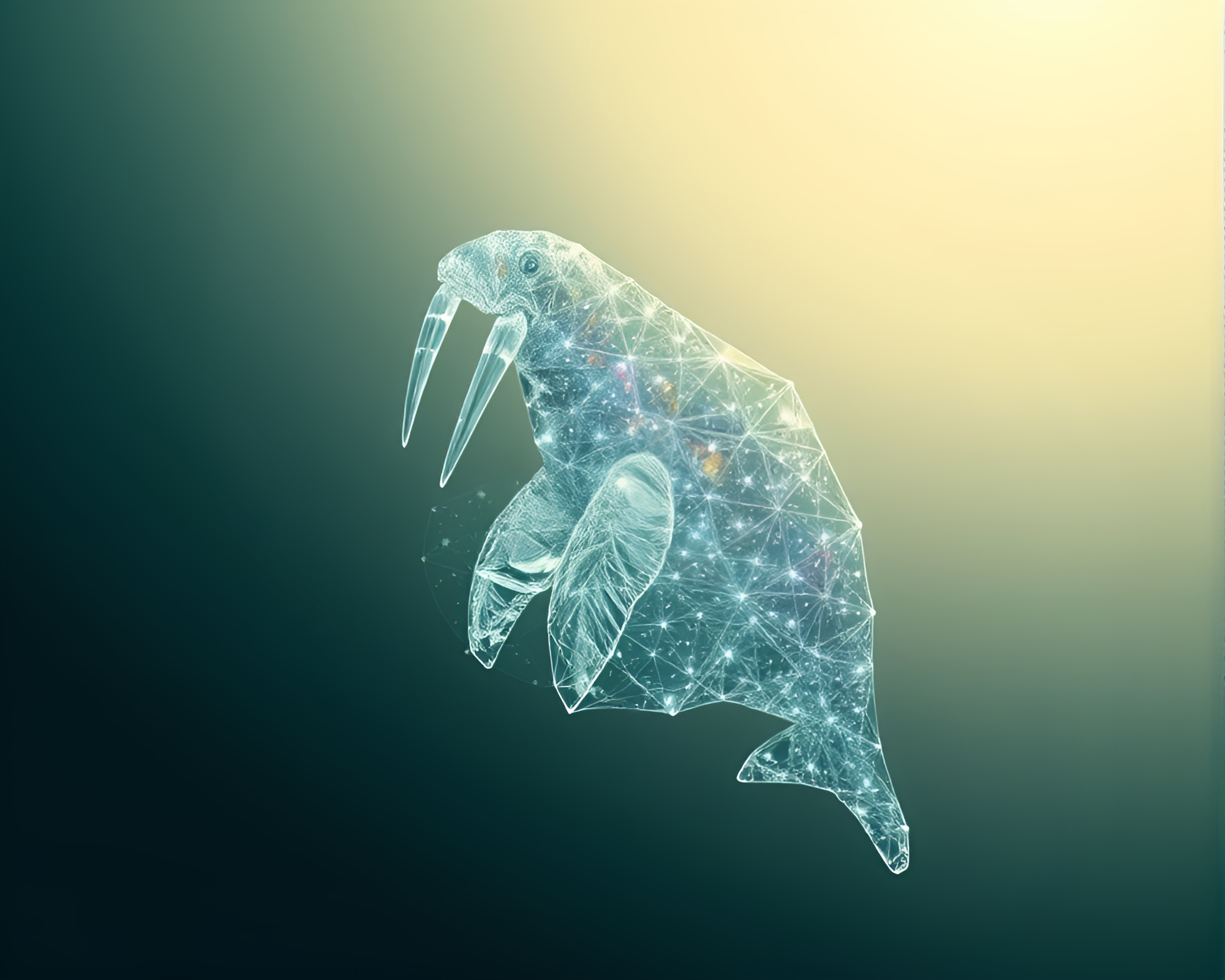 Fibonacci Walrus in Crystalline Algorithmic Art – free AI stock image