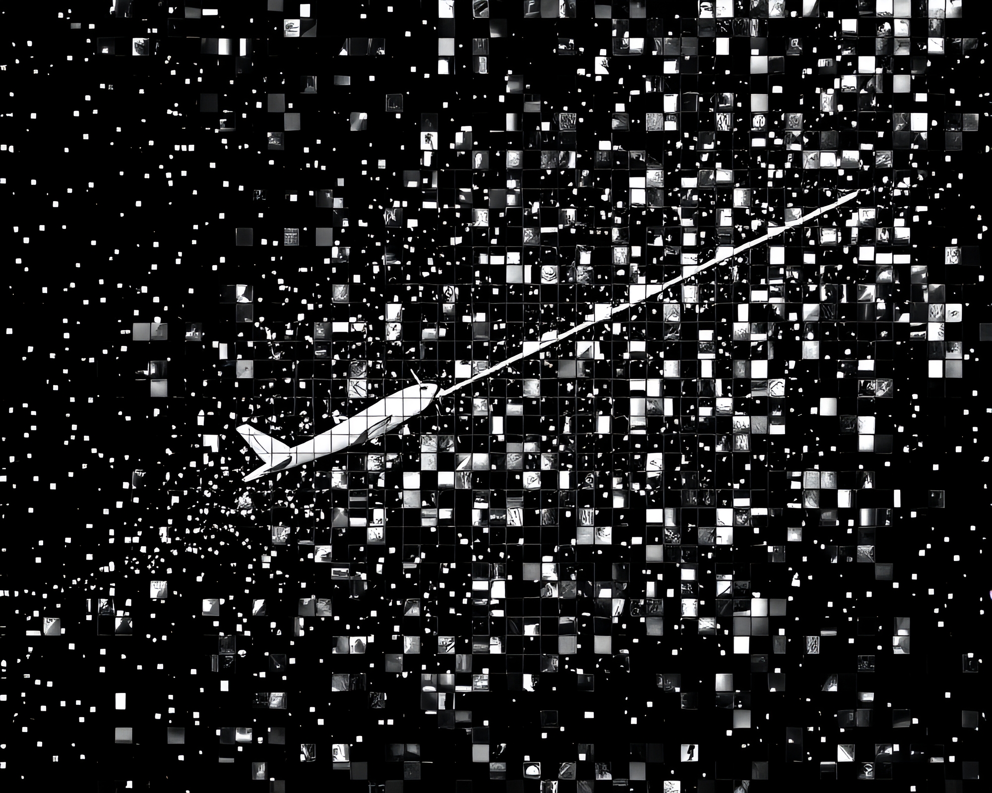 Airplane Mosaic in Duotone Light – free AI stock image