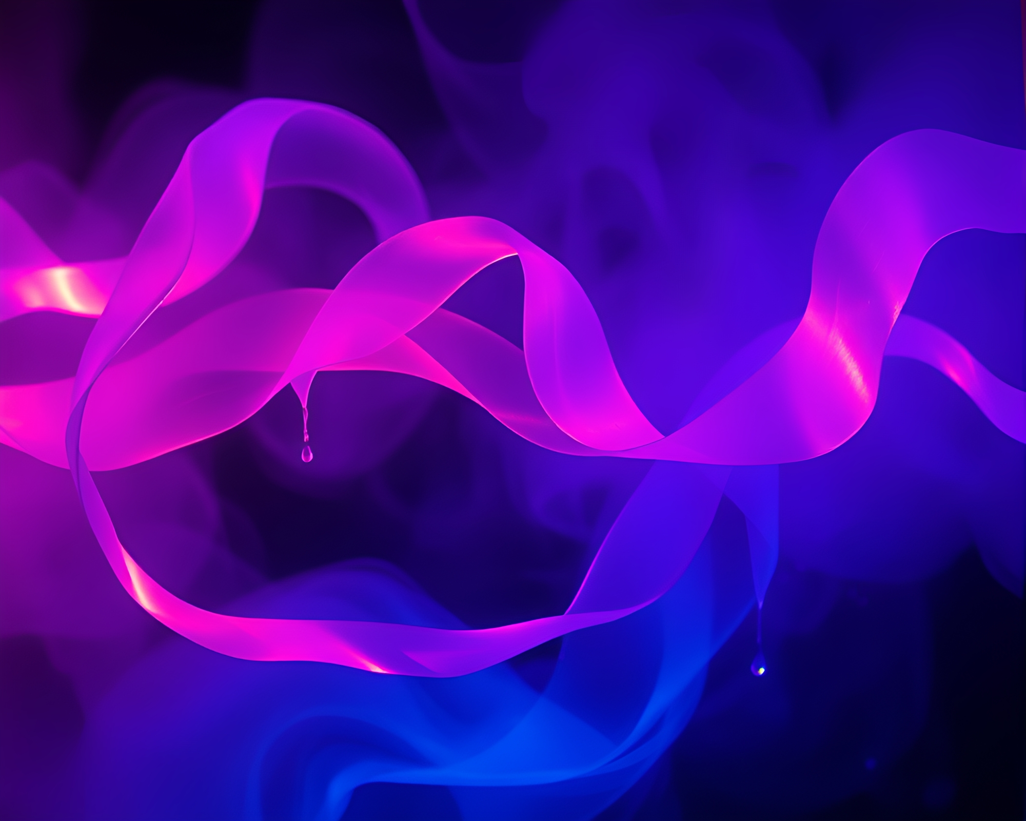 Mystical Satin Ribbon Bioluminescence in Dripped Paint Fog – free AI stock image