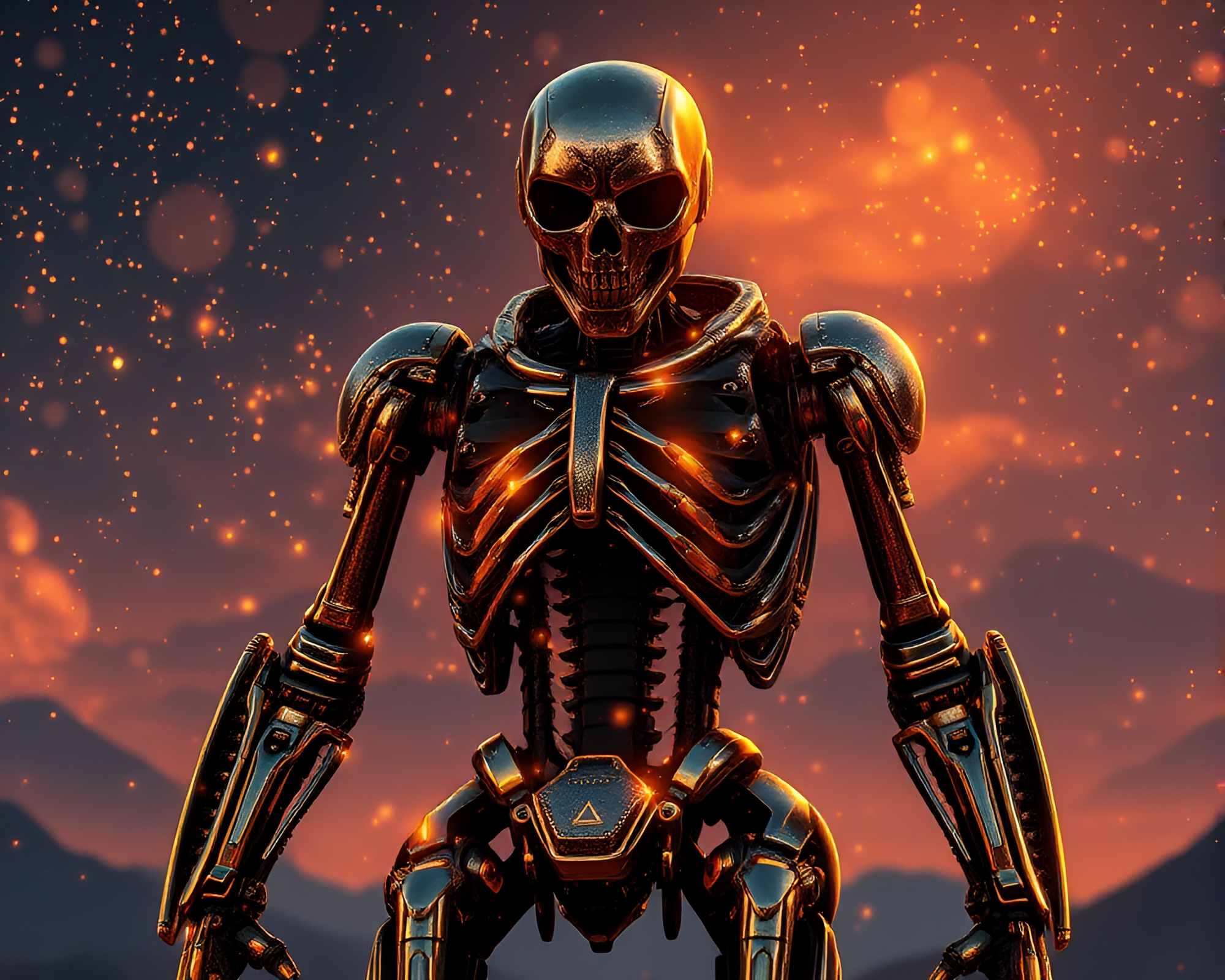Exoskeleton Suit Glowing Under Starlit Pixel Sky – free AI stock image