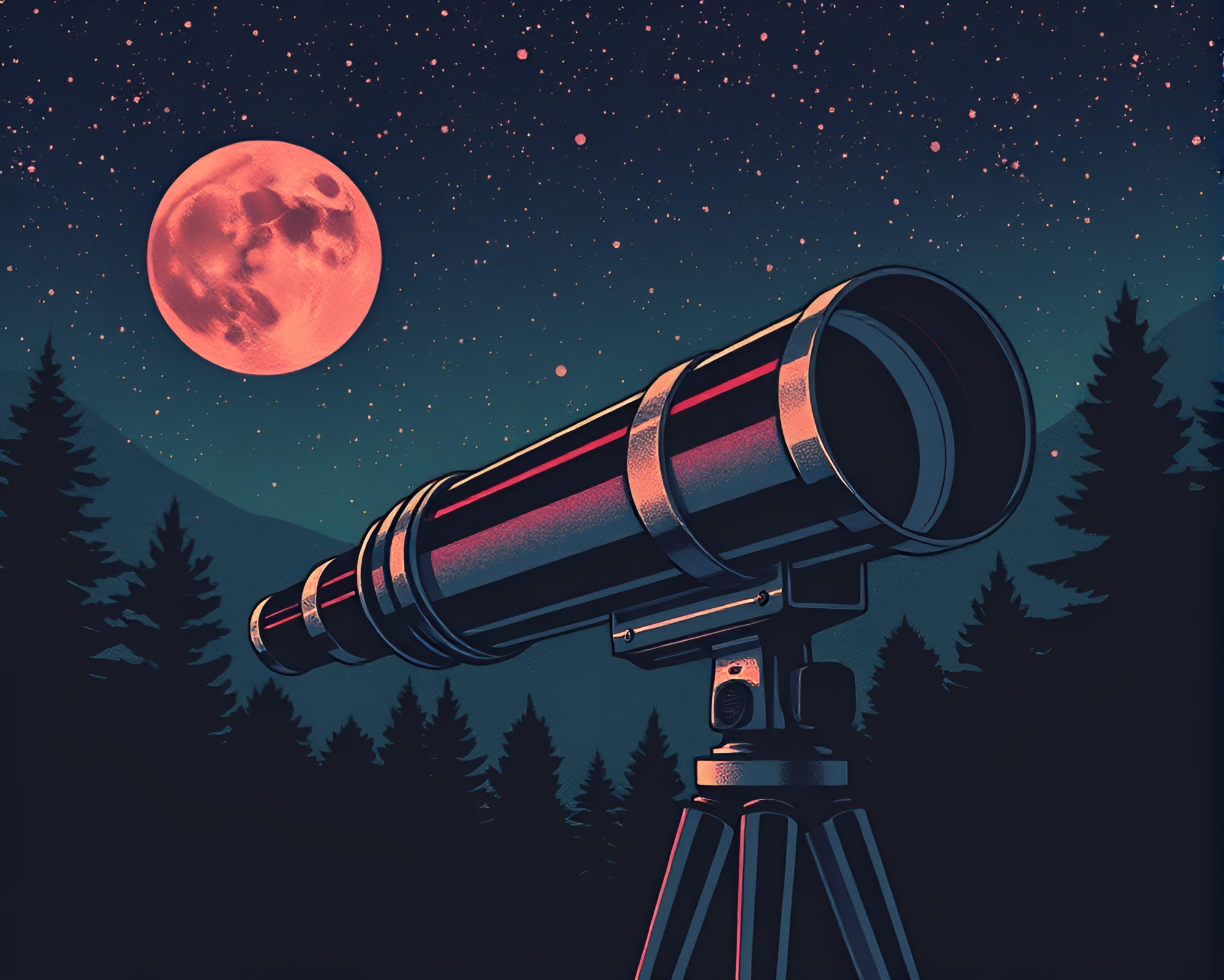 Vintage Telescope in Anime Necromantic Shadows – free AI stock image