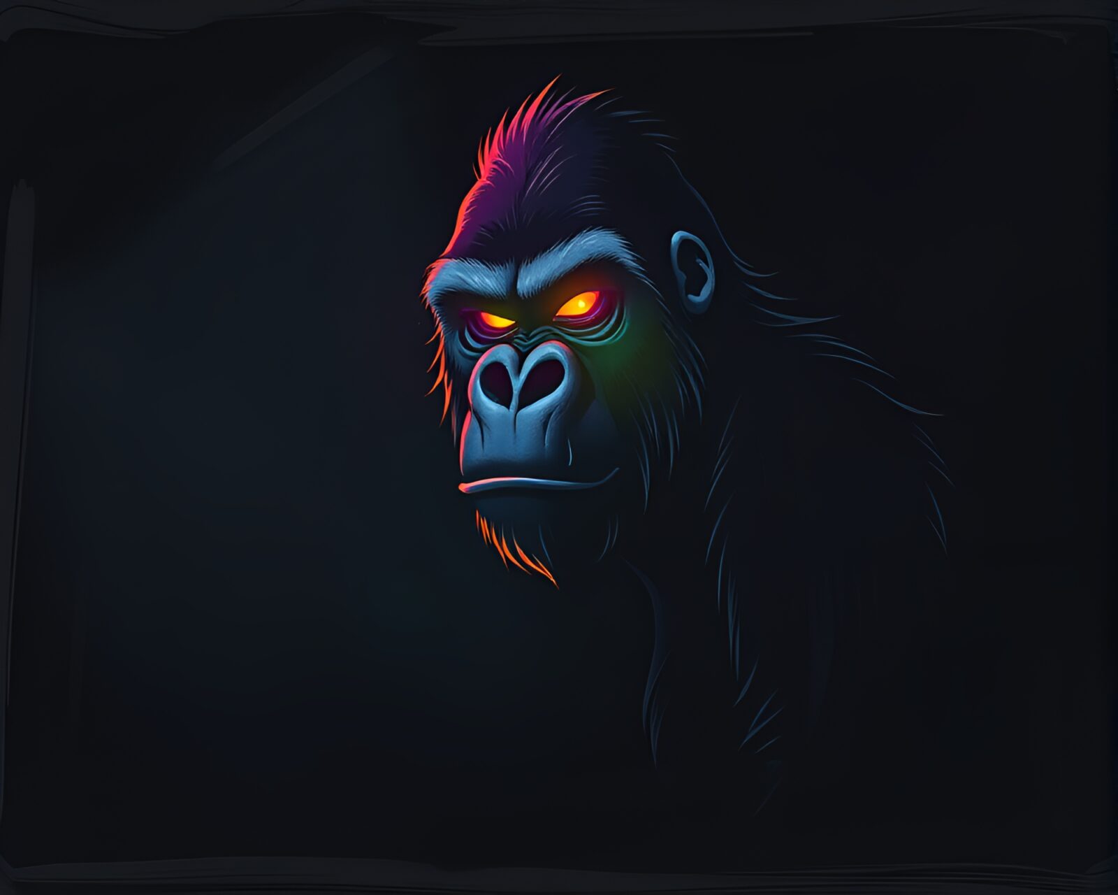 Cel shaded gorilla surrounded by glowing sorcery aura