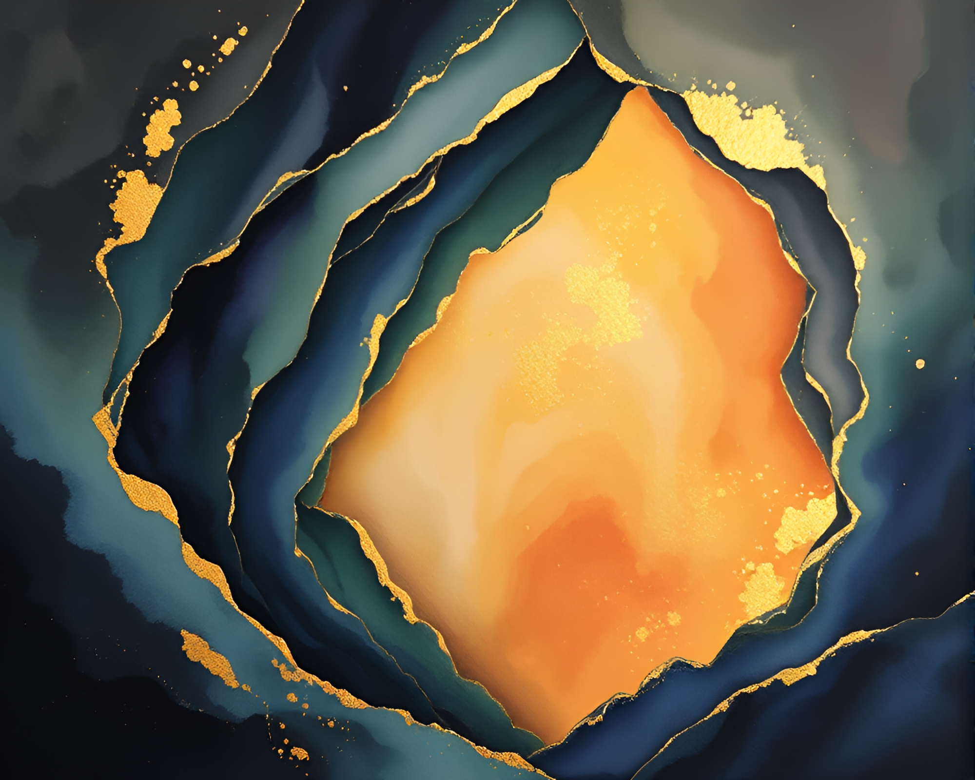 Mystical Cavern with Gold Foil Accents – free AI stock image