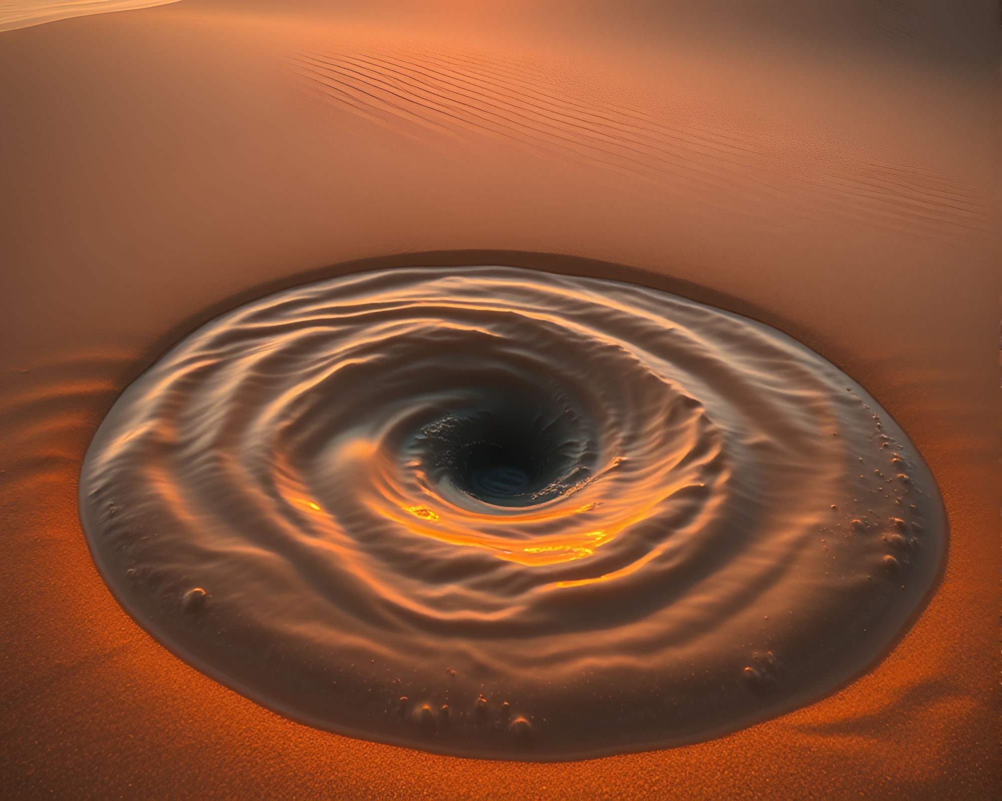 Sand Dune Oasis with Water Whirlpool – free AI stock image