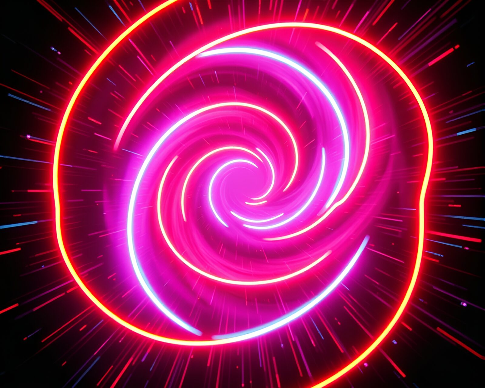 Colorful swirling neon lights against vintage grainy backdrop