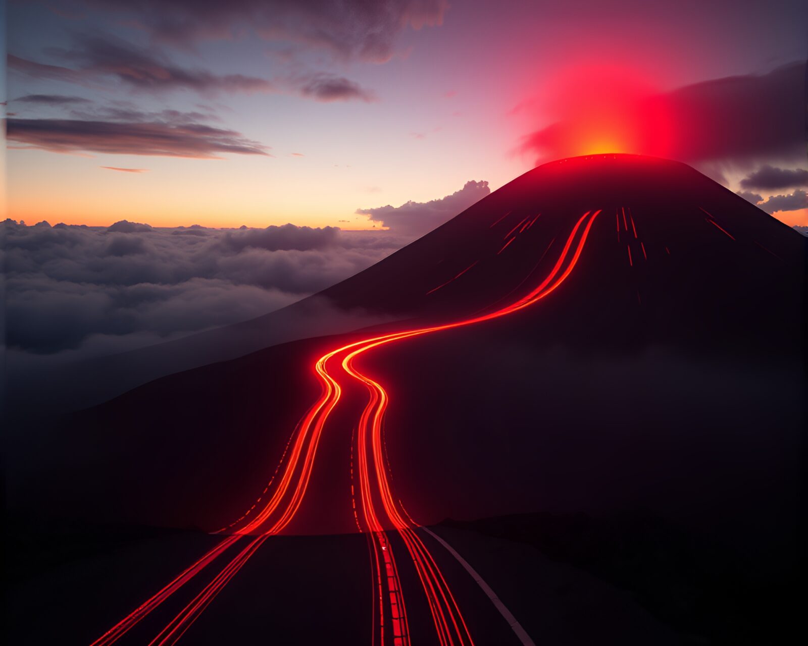 CGI rendered cello surrounded by vibrant car light trails