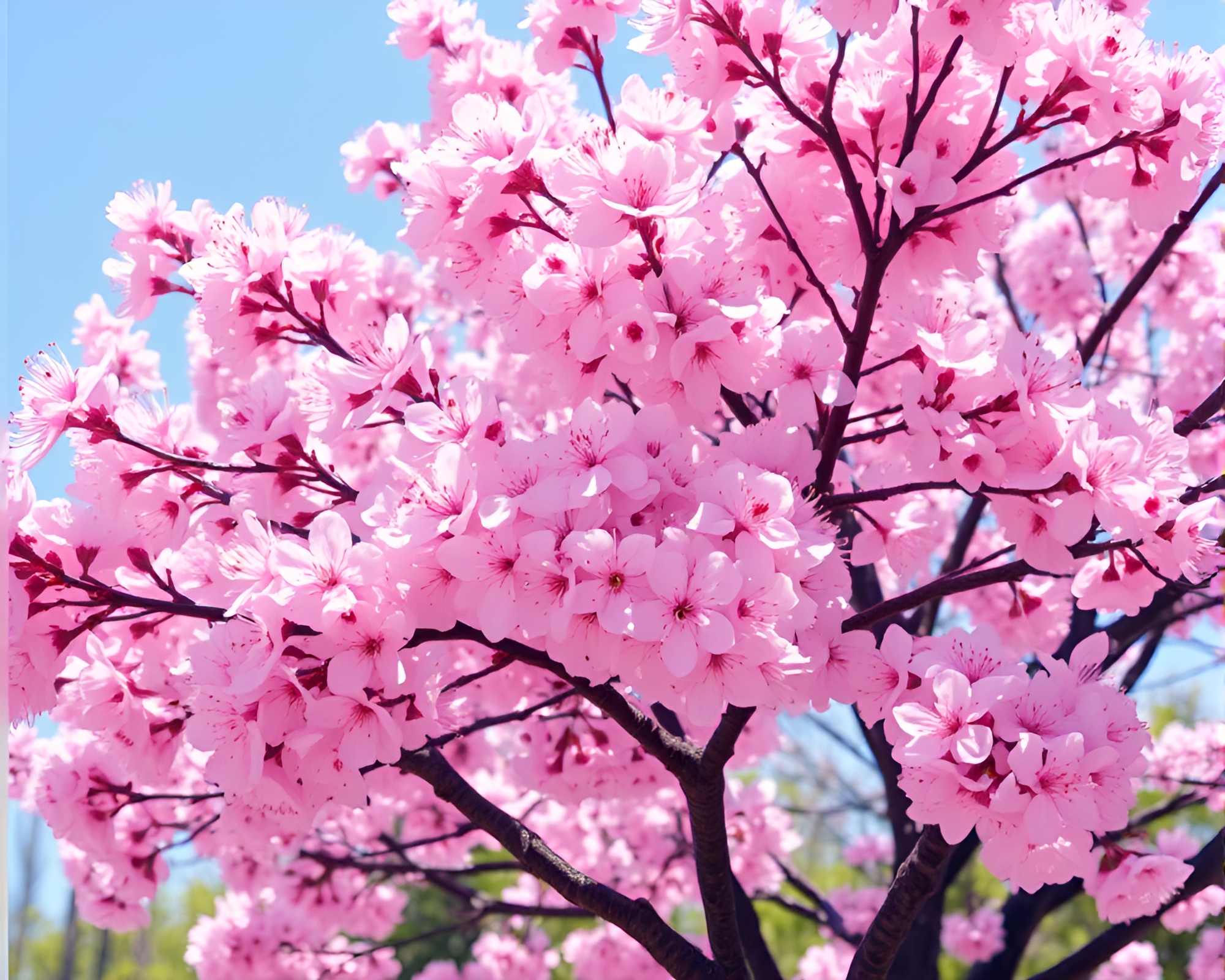 Iridescent Soap Film Cherry Blossom Tree Array – free AI stock image