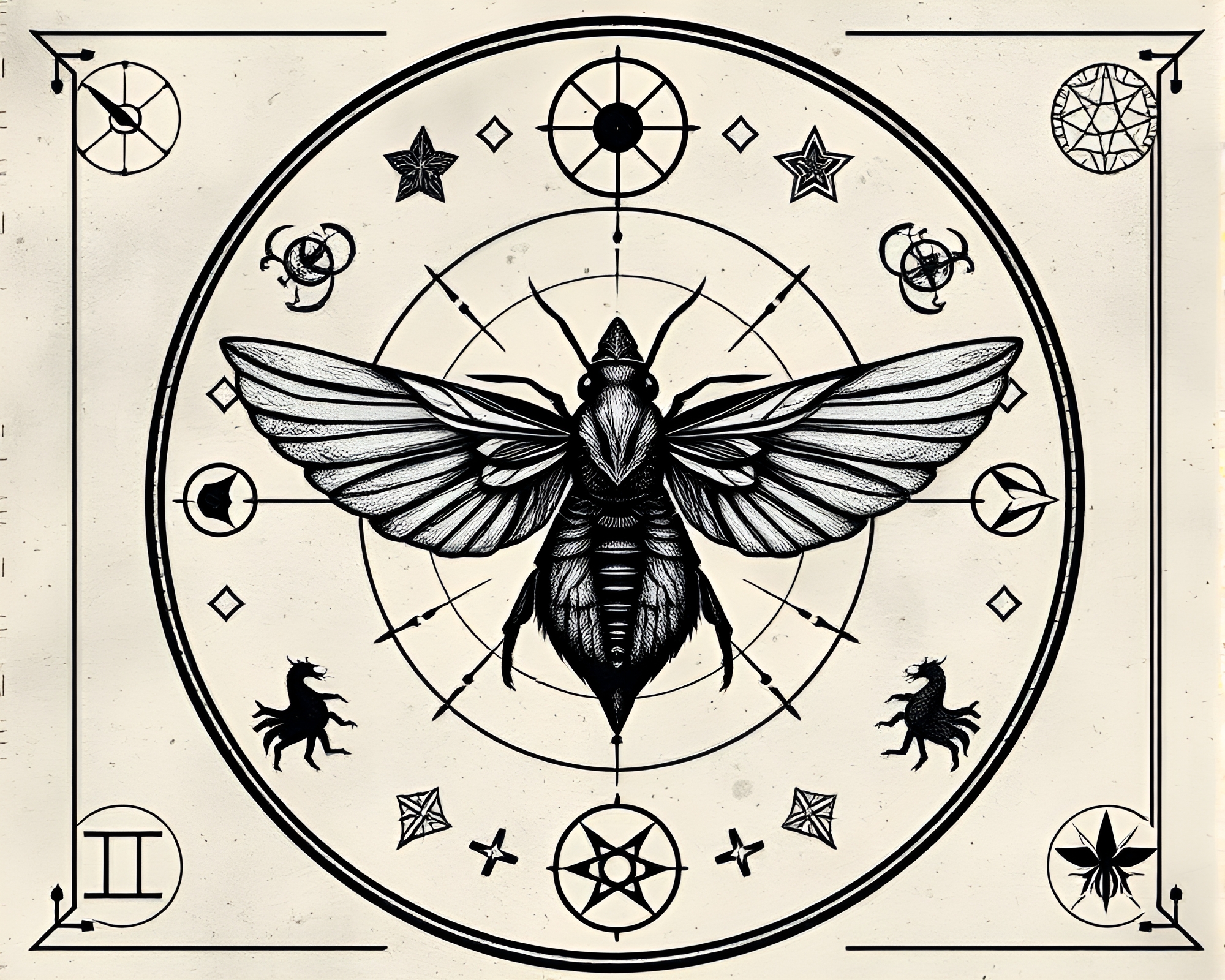 Alchemical Symbols in Hatching Style – free AI stock image