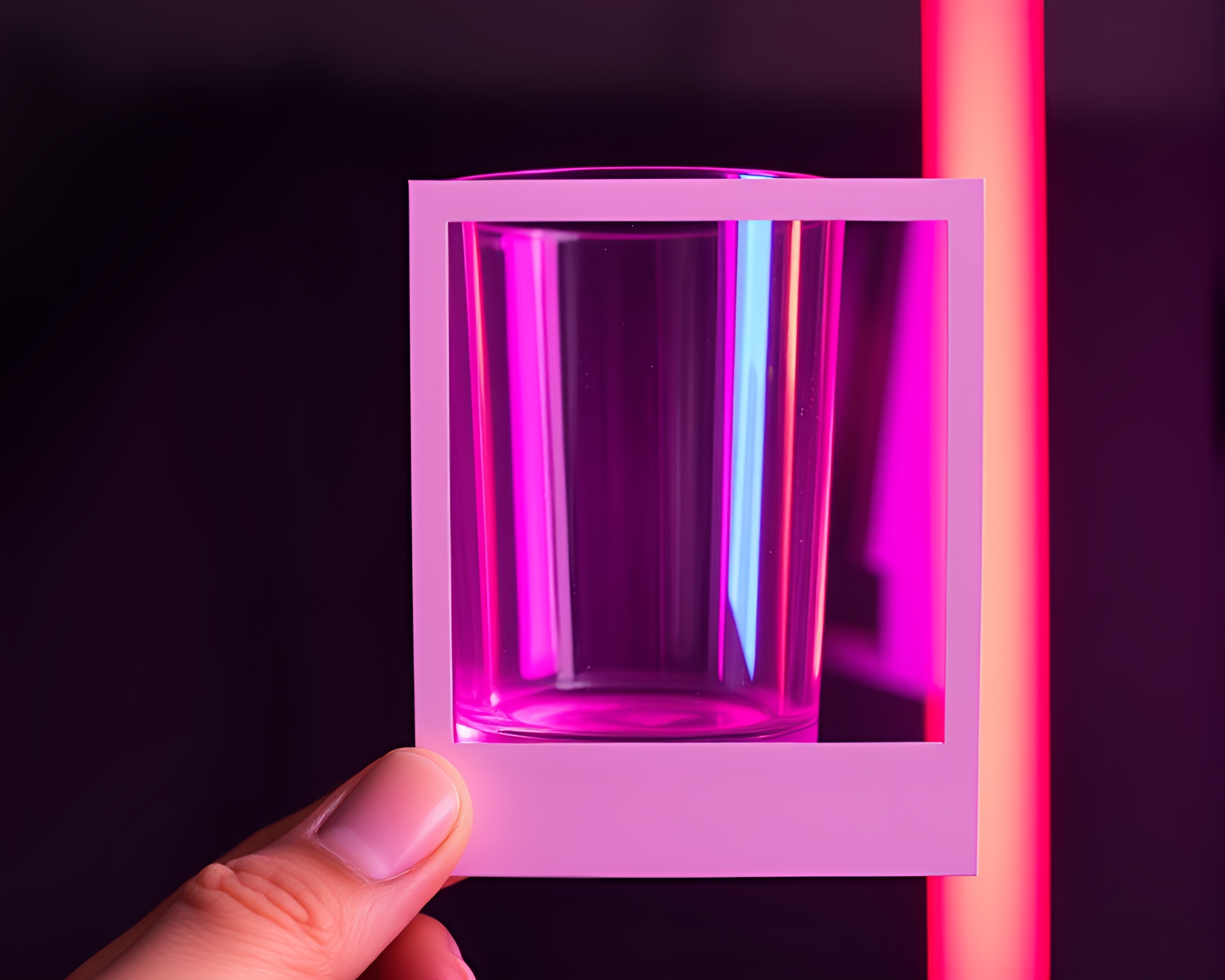Distorted Holographic Display with Magenta Lighting – free AI stock image