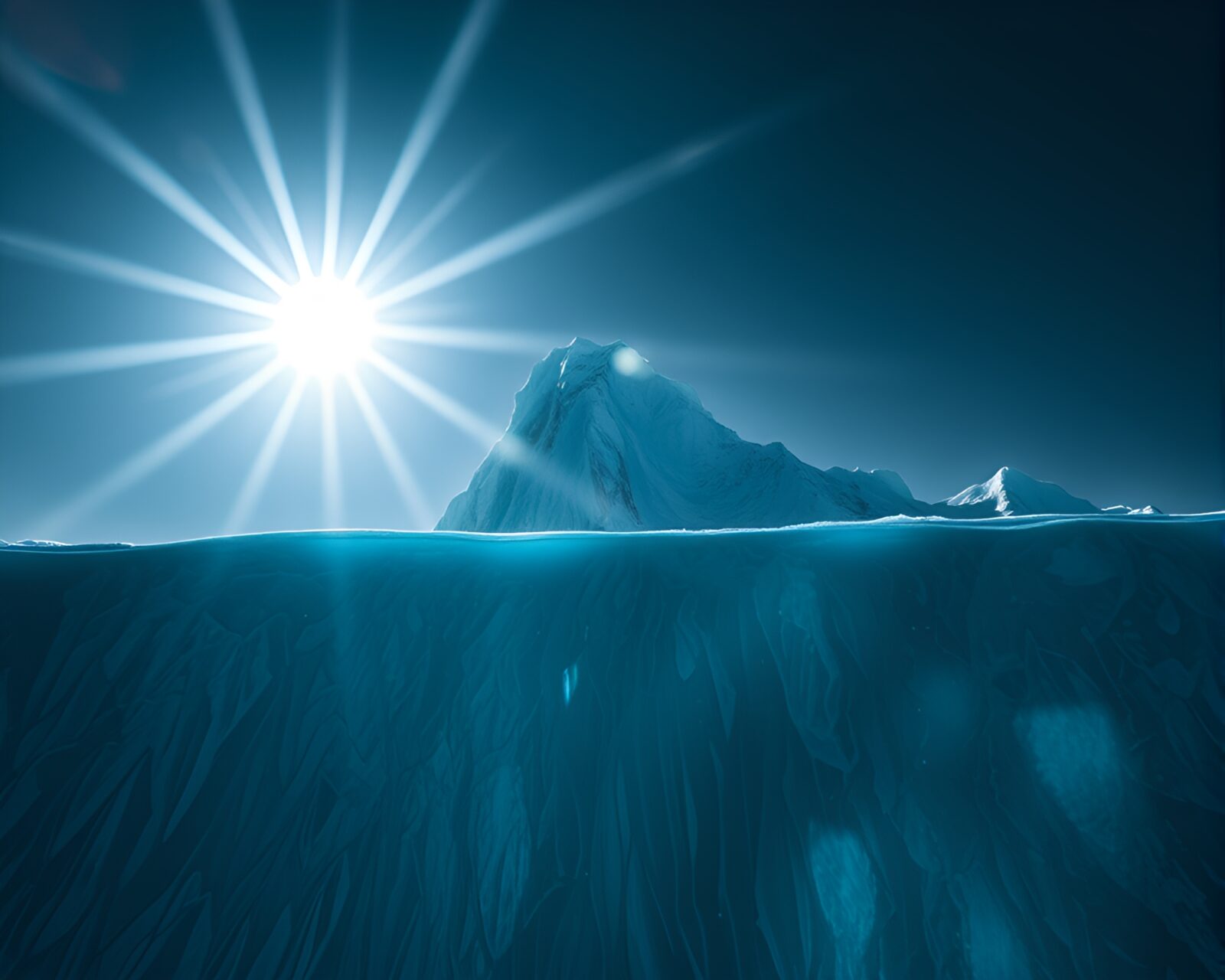 Intricate patterns on a high-contrast Arctic iceberg aglow