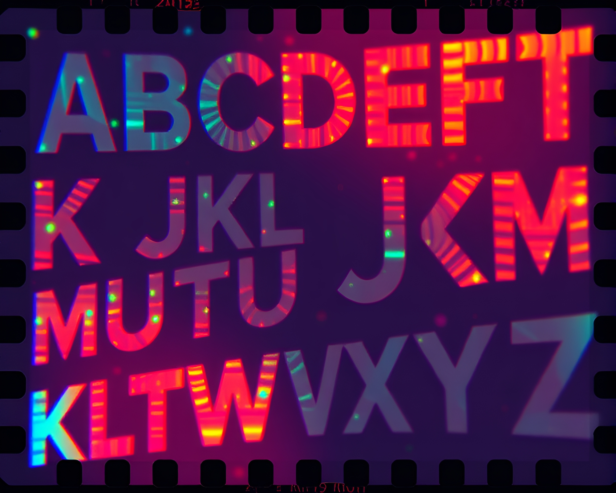 Surreal Runic Alphabet Film Sprocket Halftone Pattern – free AI stock image