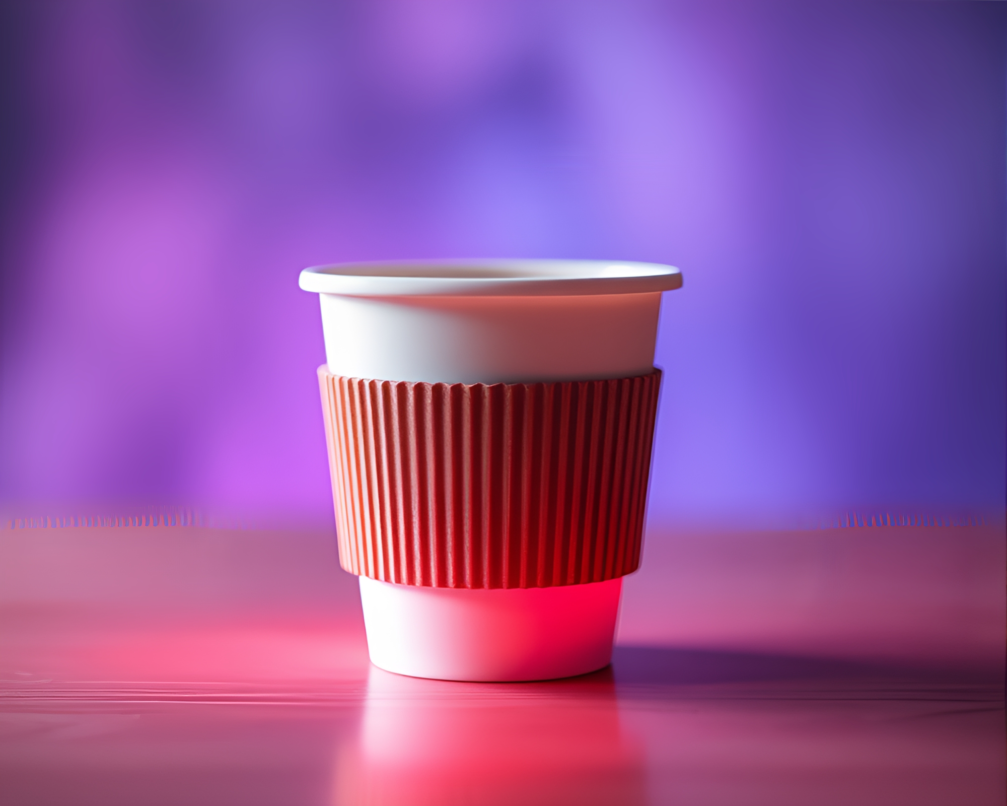 Neon Coffee Cup Encaustic Painting with Soft Focus Background – free AI stock image