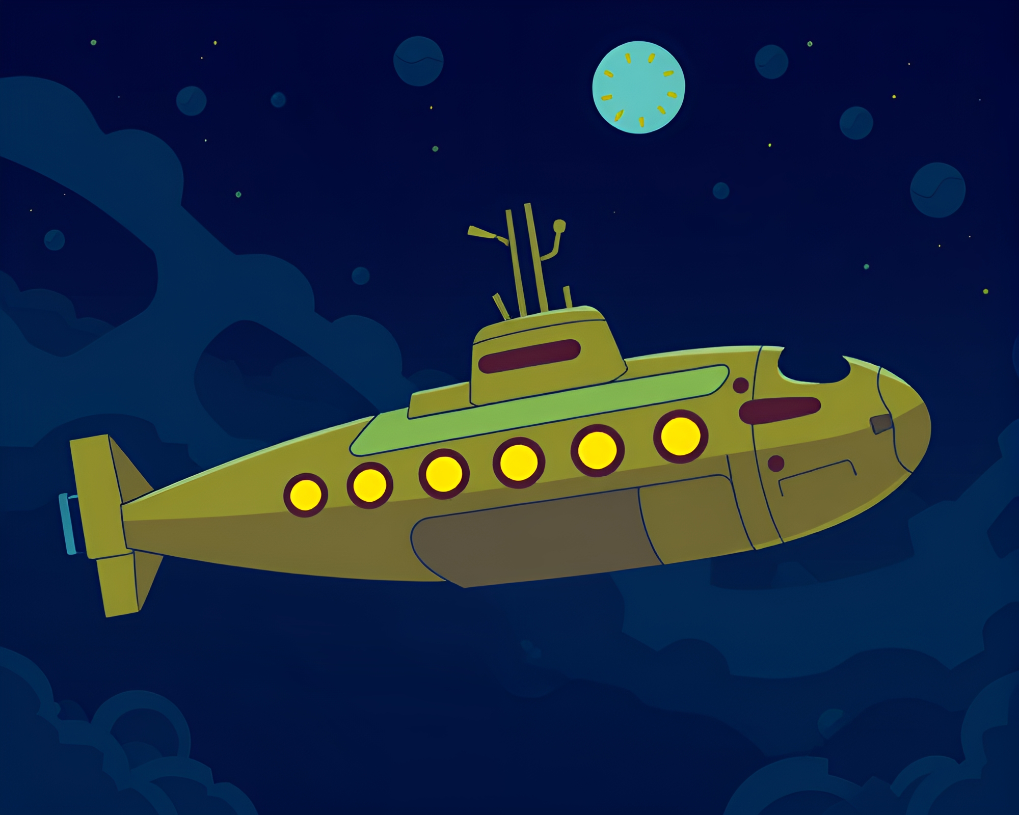 Submarine Explorer Captures Mystery in Cel-shaded Depths – free AI stock image