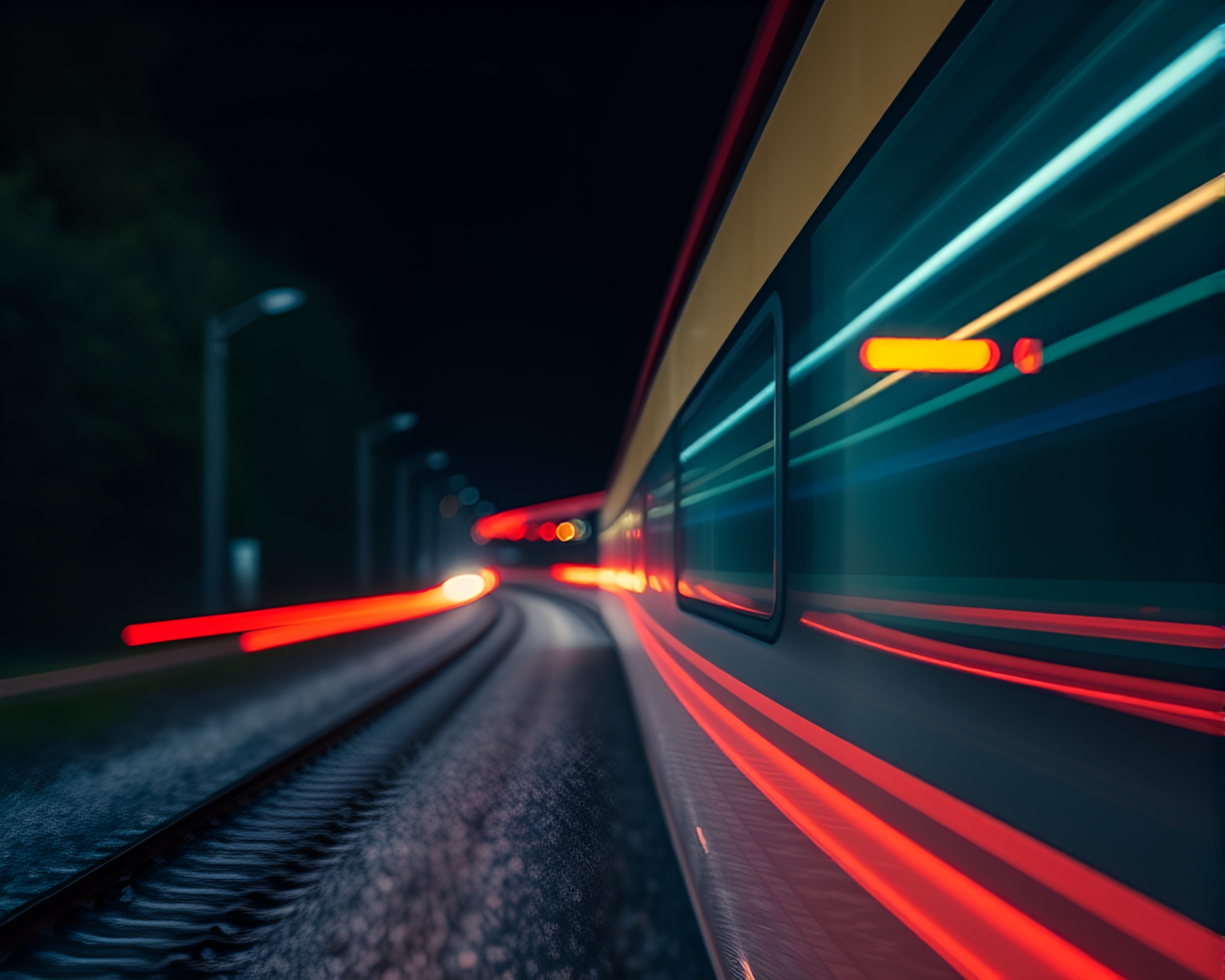 Time Traveller Train Light Trails: Soft Pastel Macro Fantasy – free AI stock image