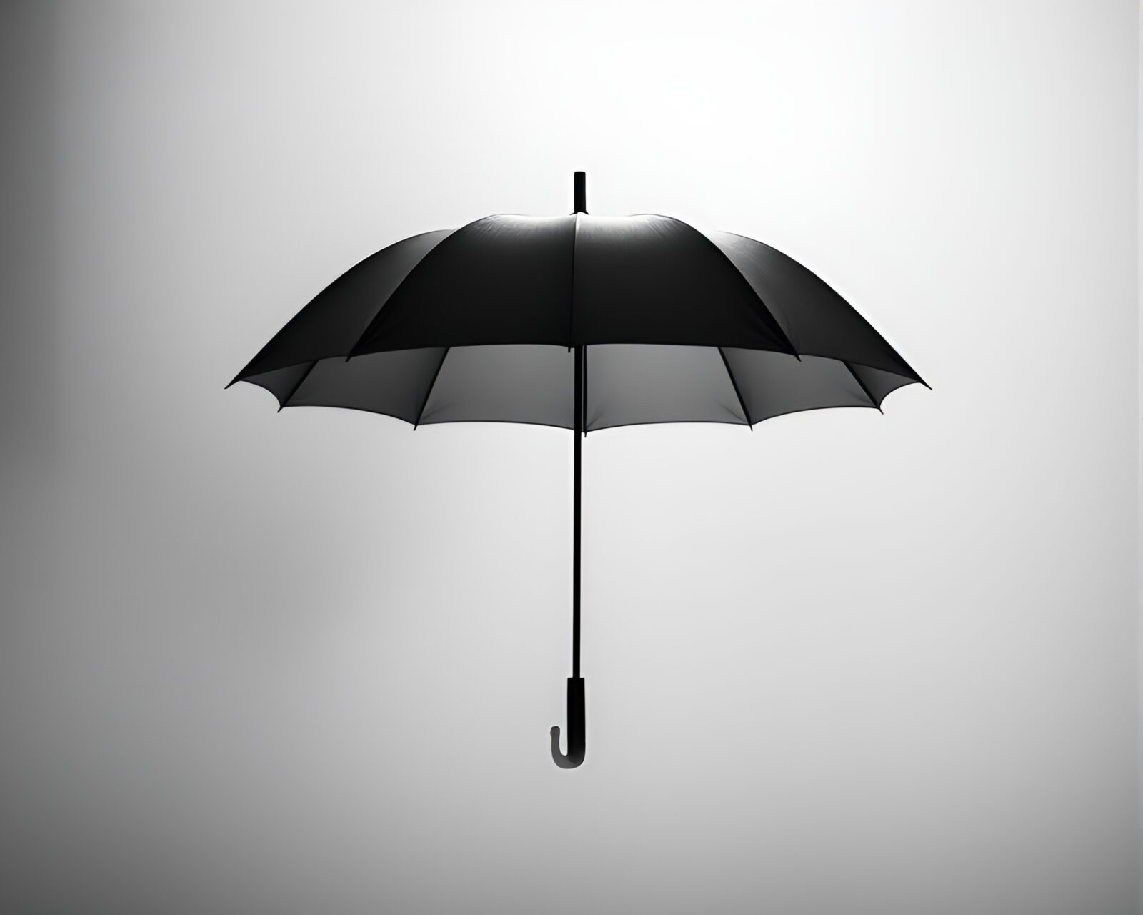 Minimalist composition featuring umbrella in chiaroscuro lighting and haze