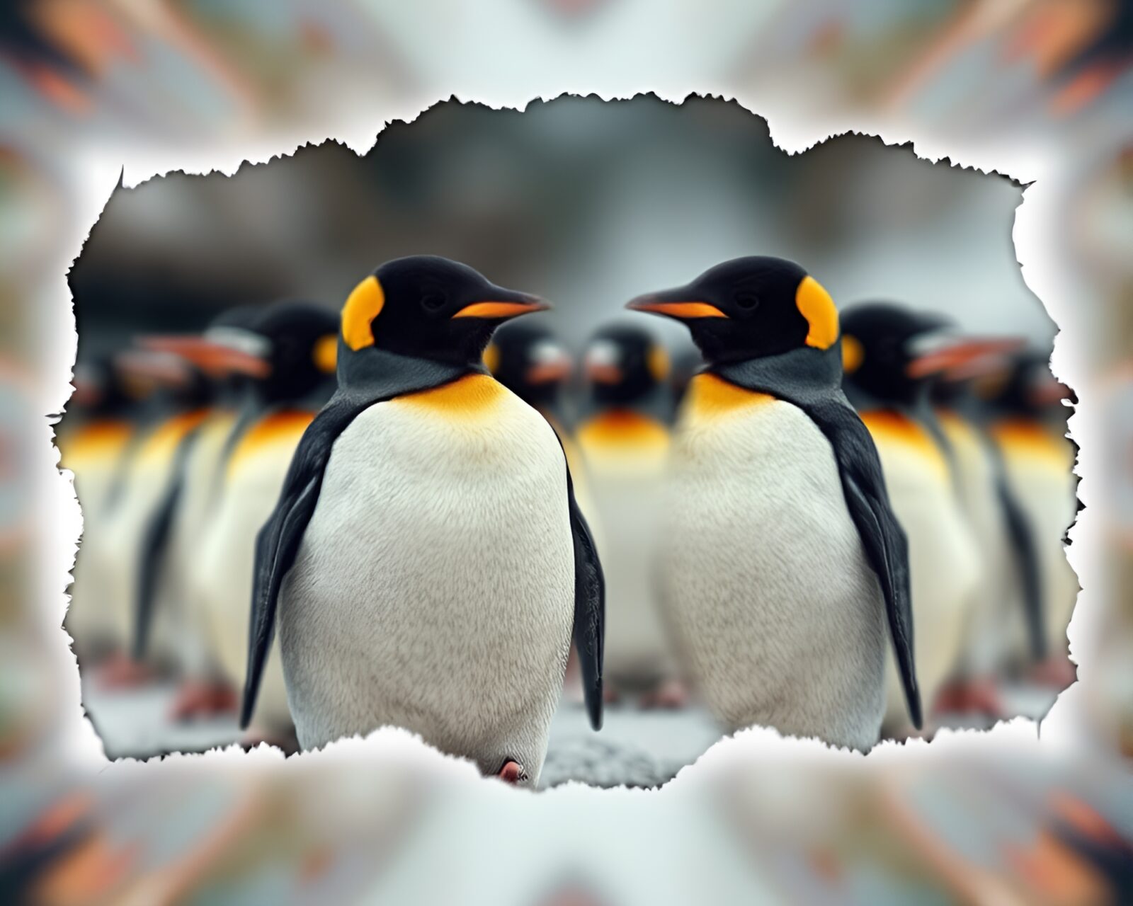 Abstract image of a penguin surrounded by kaleidoscope effects
