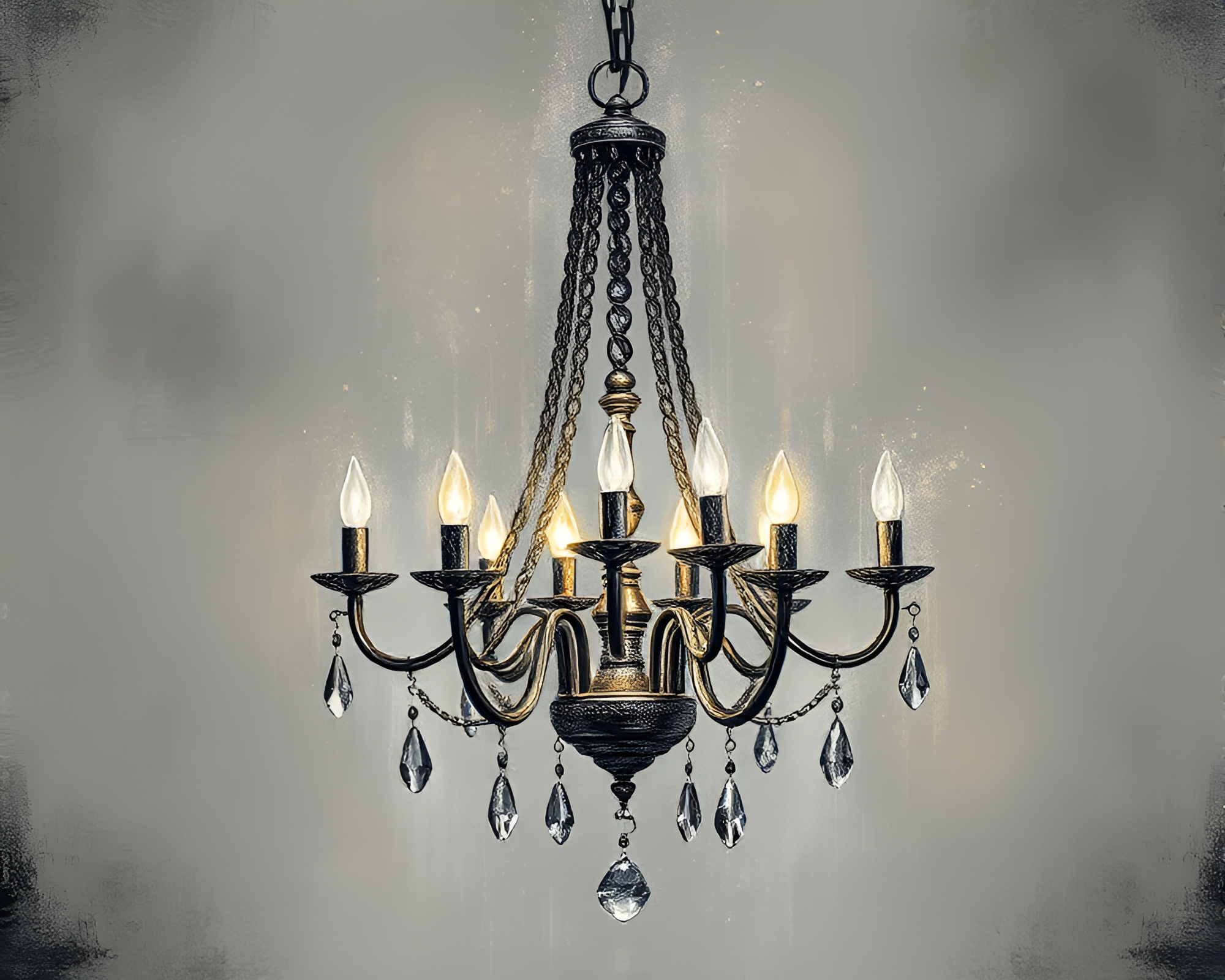 Glowing Chalk Chandelier Dust Overlay Artistic Composition – free AI stock image