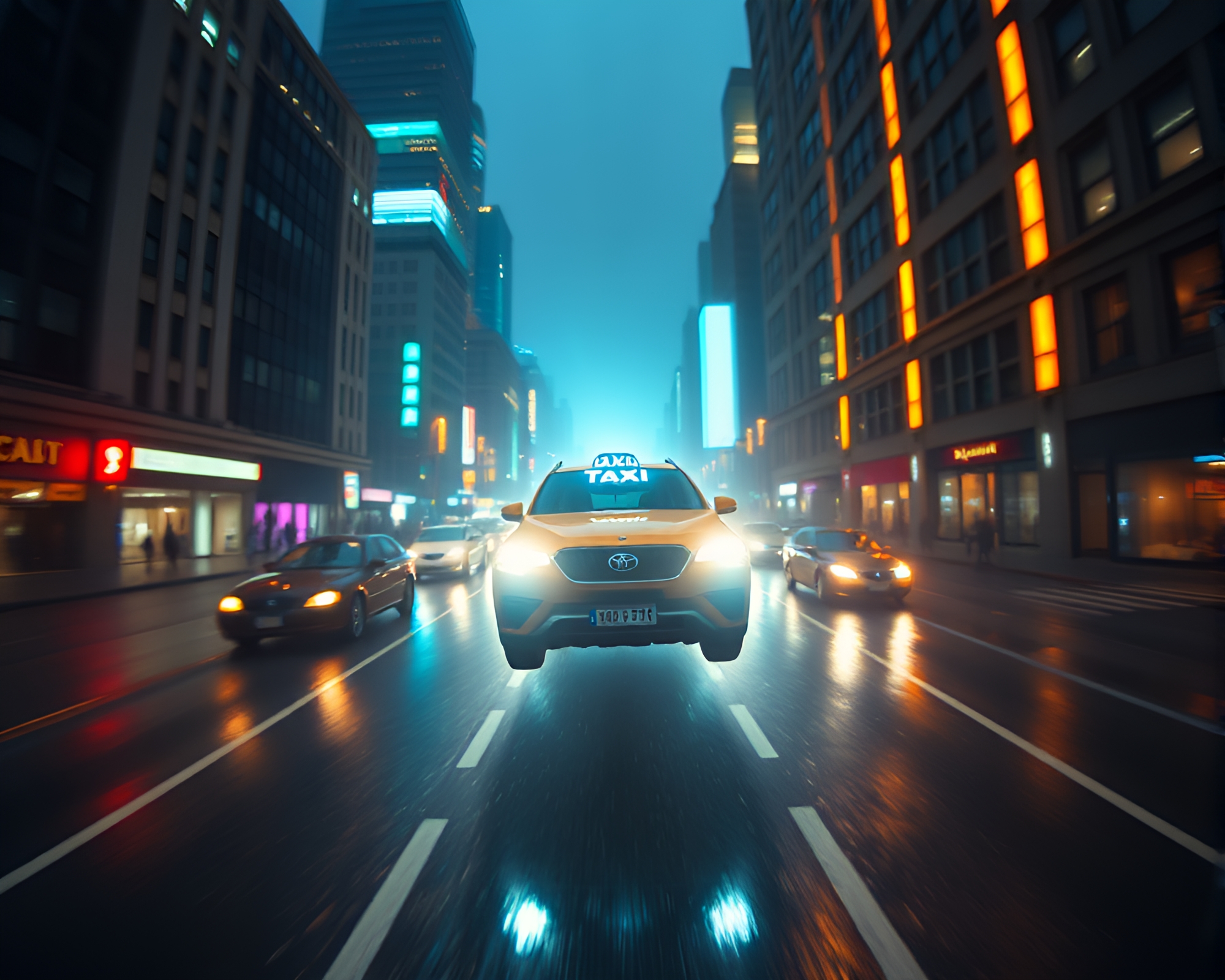 Sorcery Hover Taxi in Fluid Aura Glow – free AI stock image