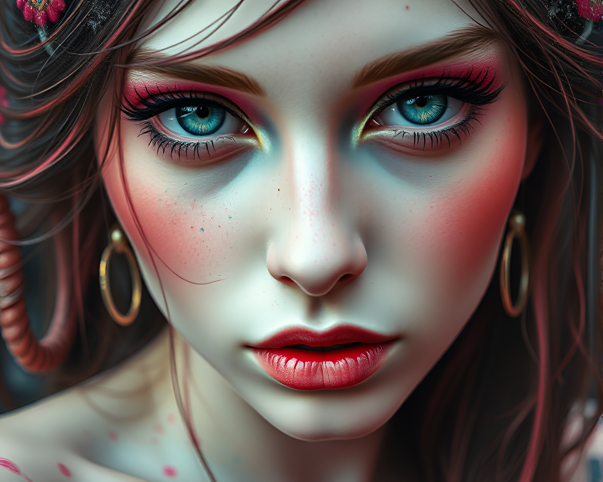 Surreal Nymph Mural: Close-Up Pastel Dreamscape – free AI stock image