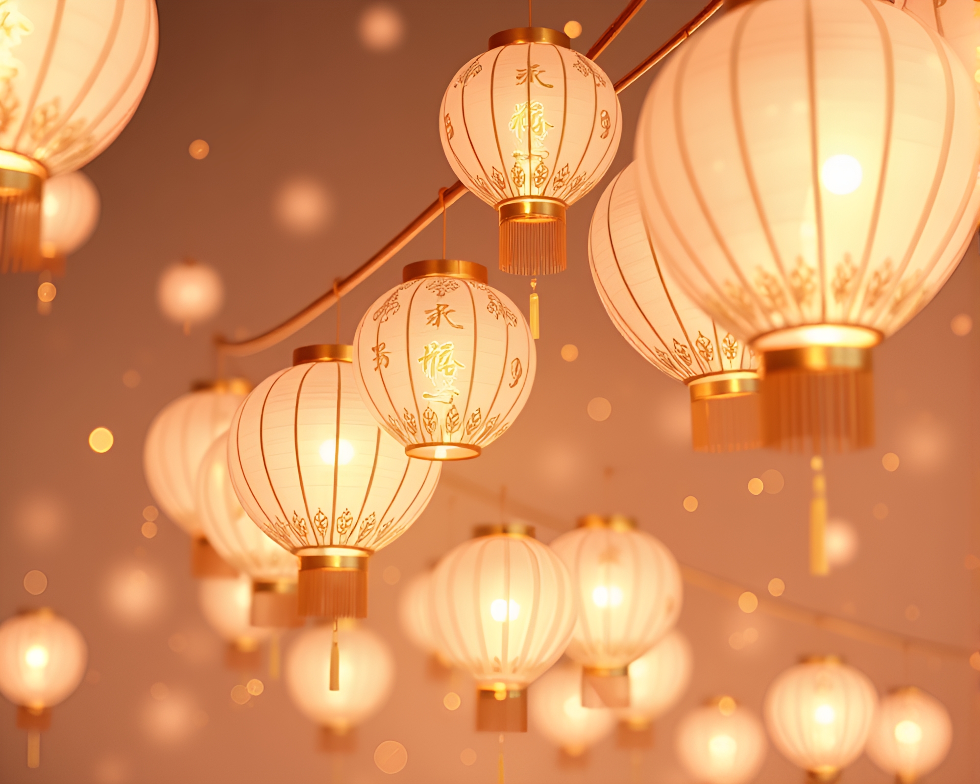 Enchanting data visualization with floating lanterns in pastels – free AI stock image