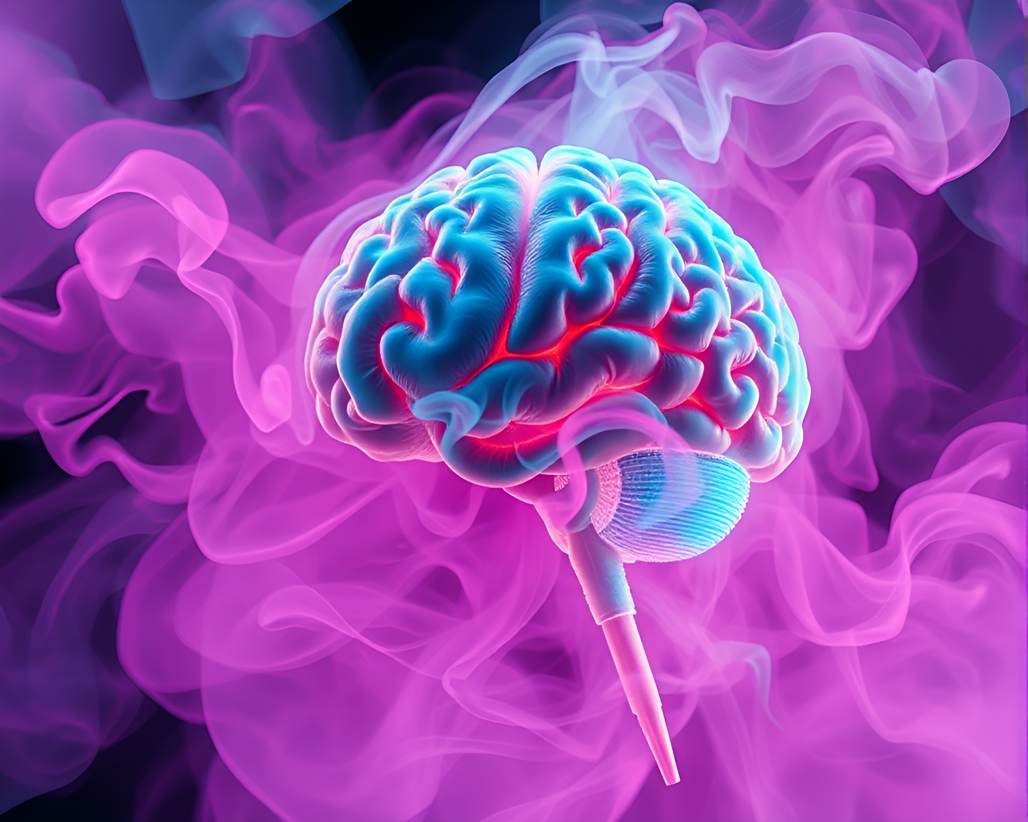 Futuristic AI Brain in Steam Vapor – free AI stock image