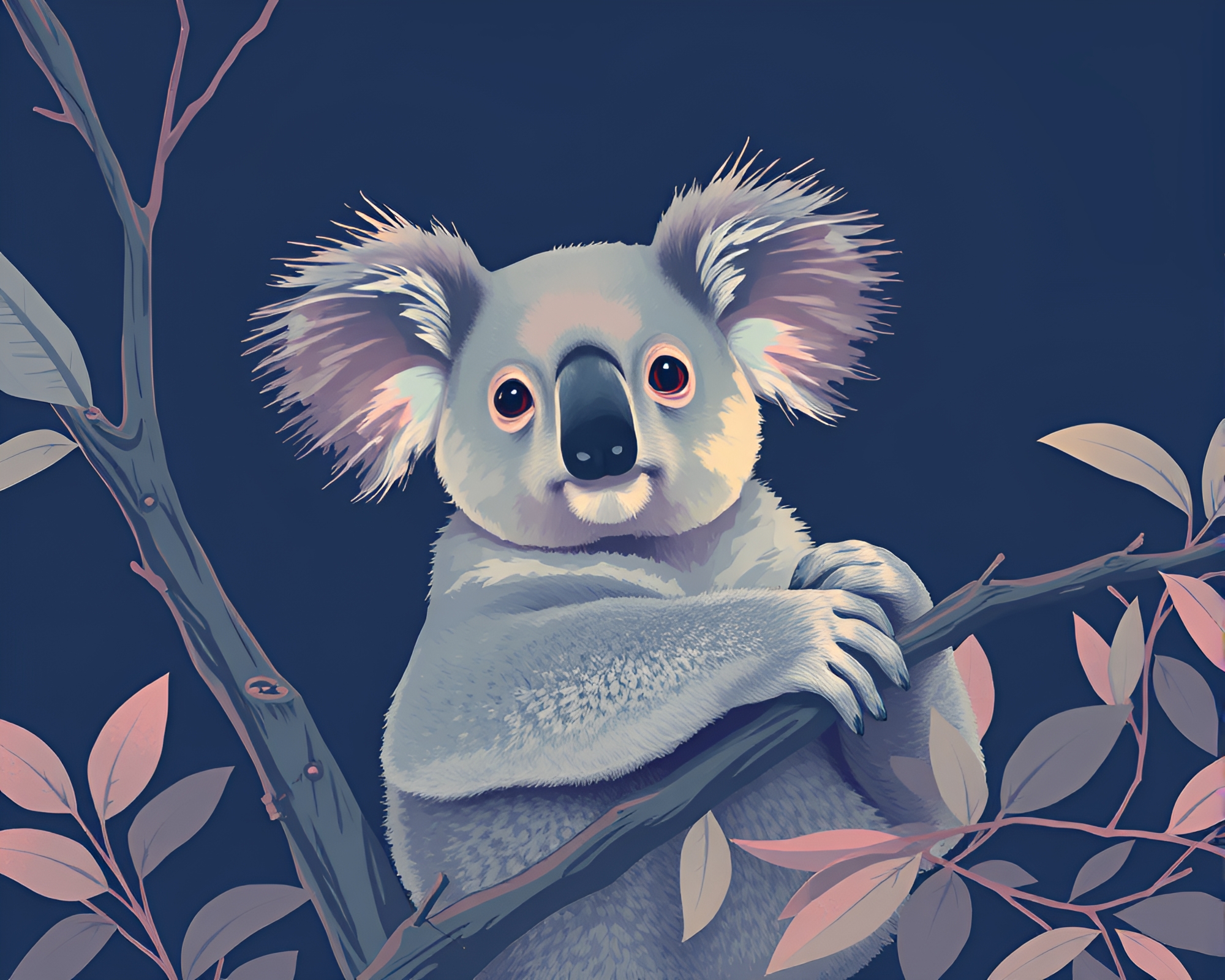 Surreal Koala Blueprint in Muted Pastels – free AI stock image