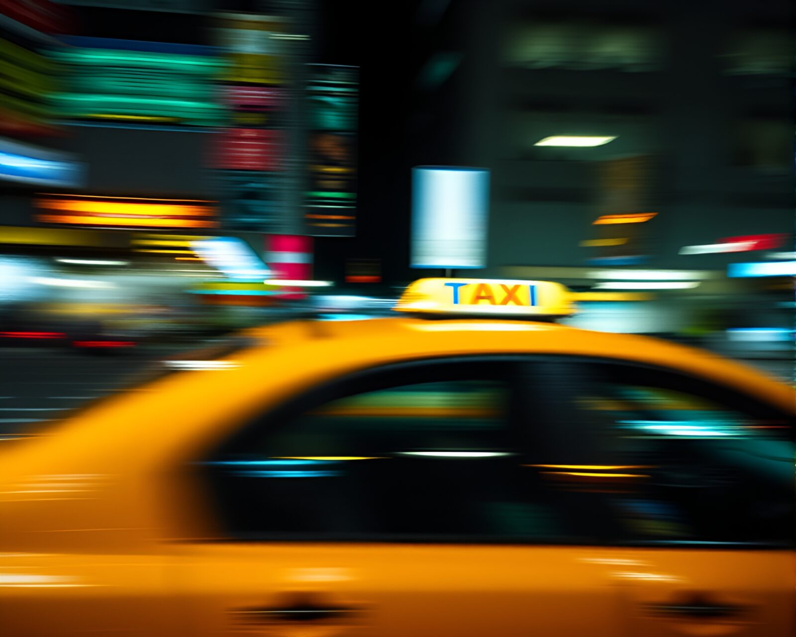 Abstract composition of blurred taxi lights and glitchy peacock feathers