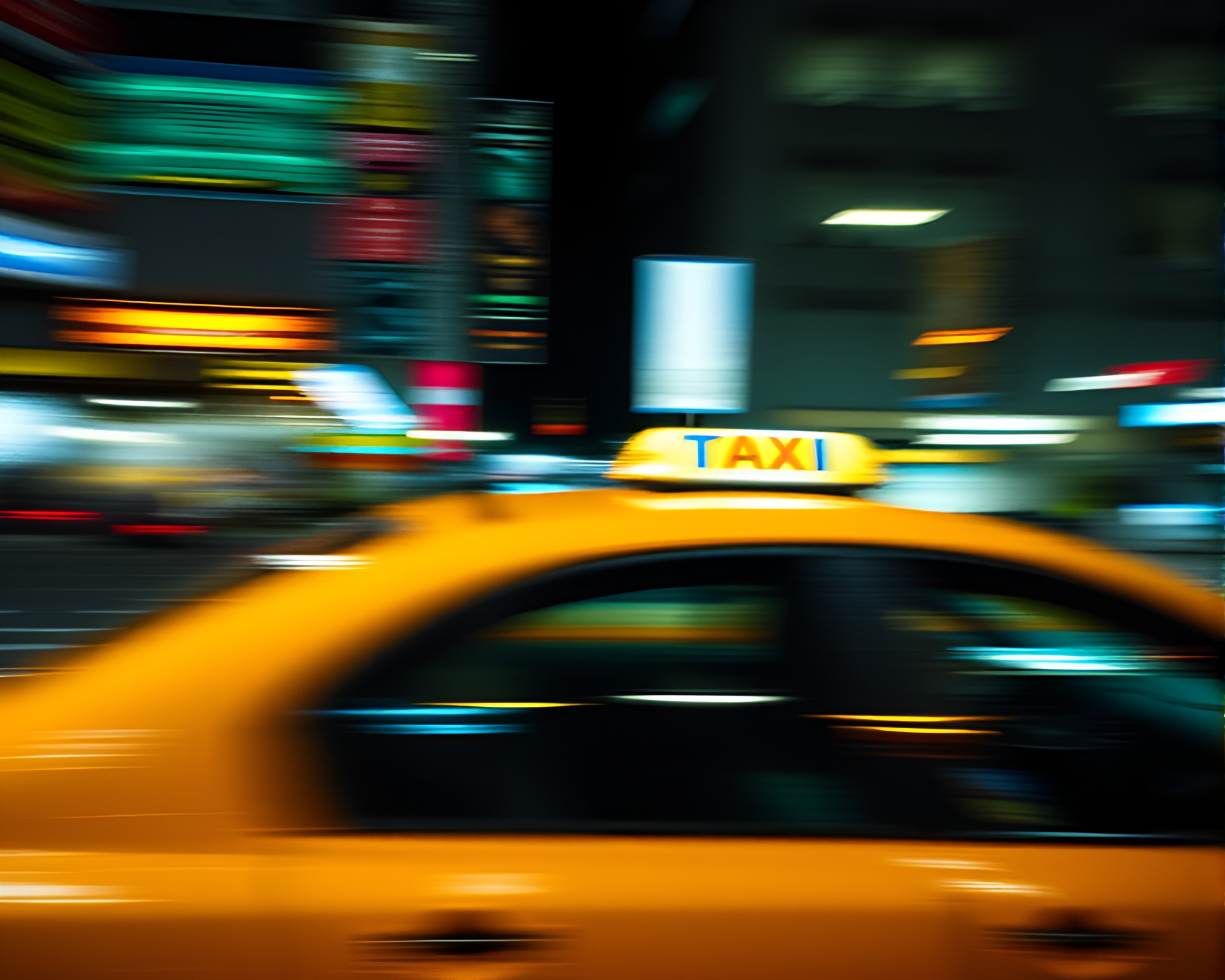 Taxi Blur with Glitch Peacock Feathers Scene – free AI stock image