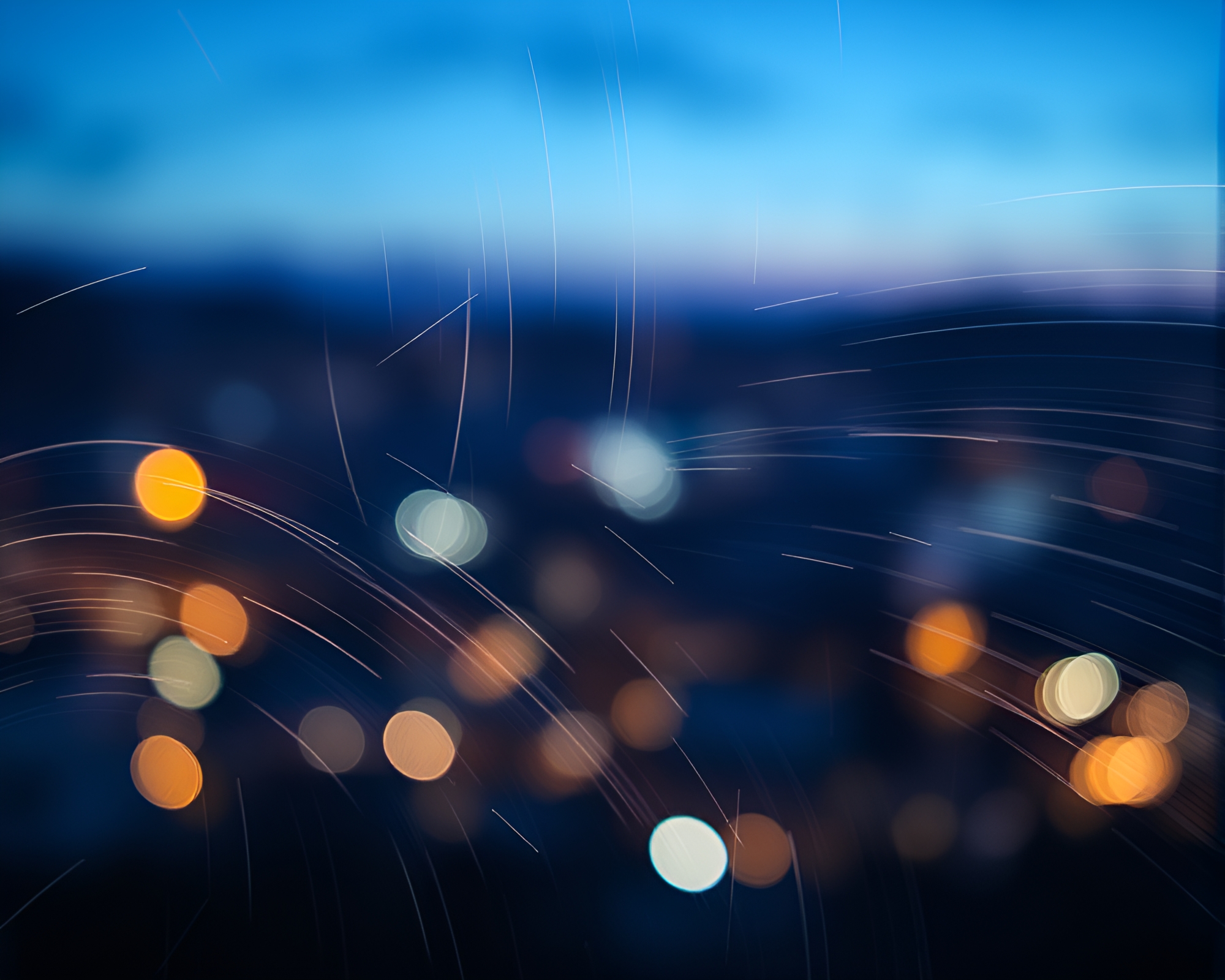 Etched Time Vortex in Twilight Blue Bokeh – free AI stock image