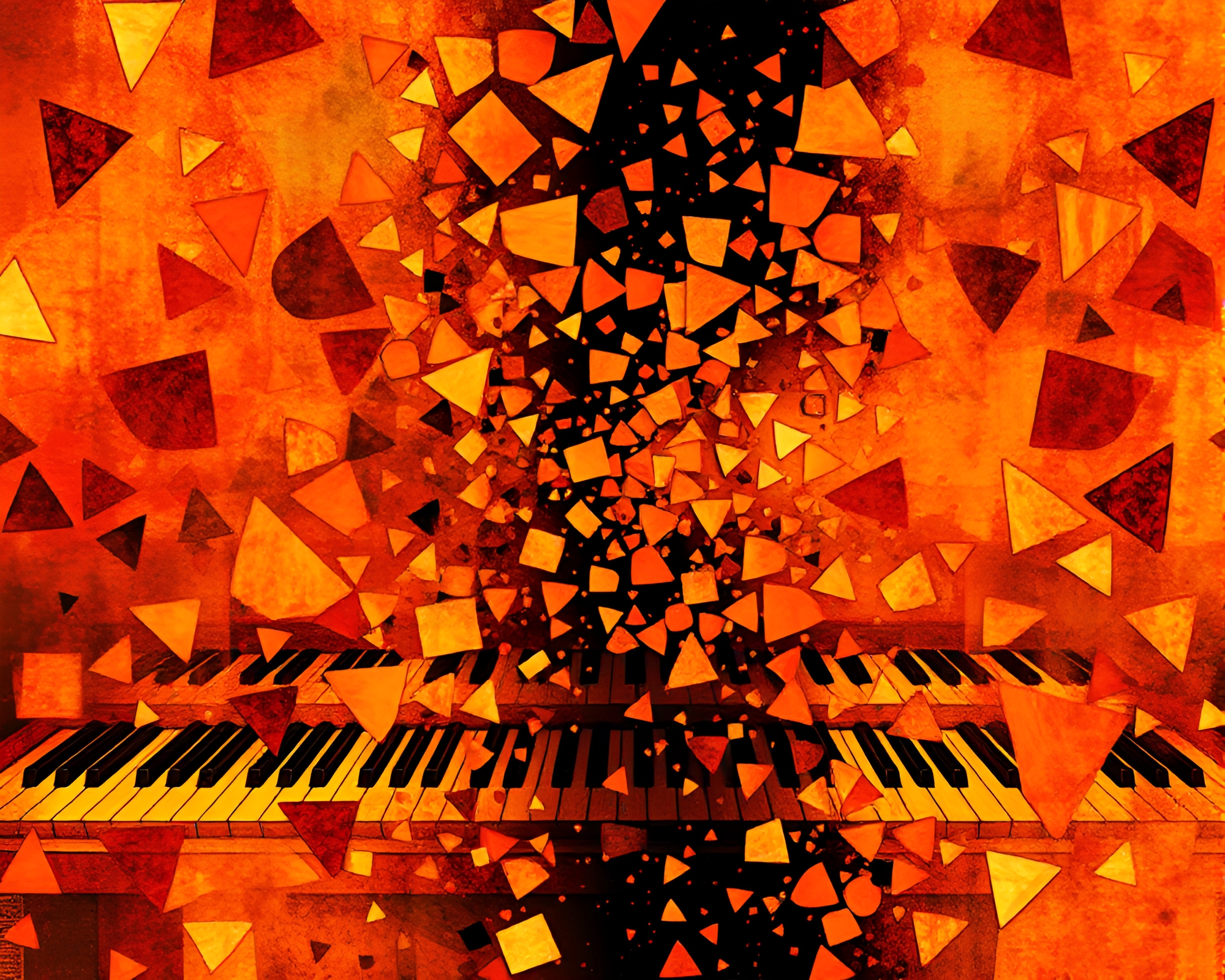 Kaleidoscope Piano Symphony in Burnt Orange Serenade – free AI stock image