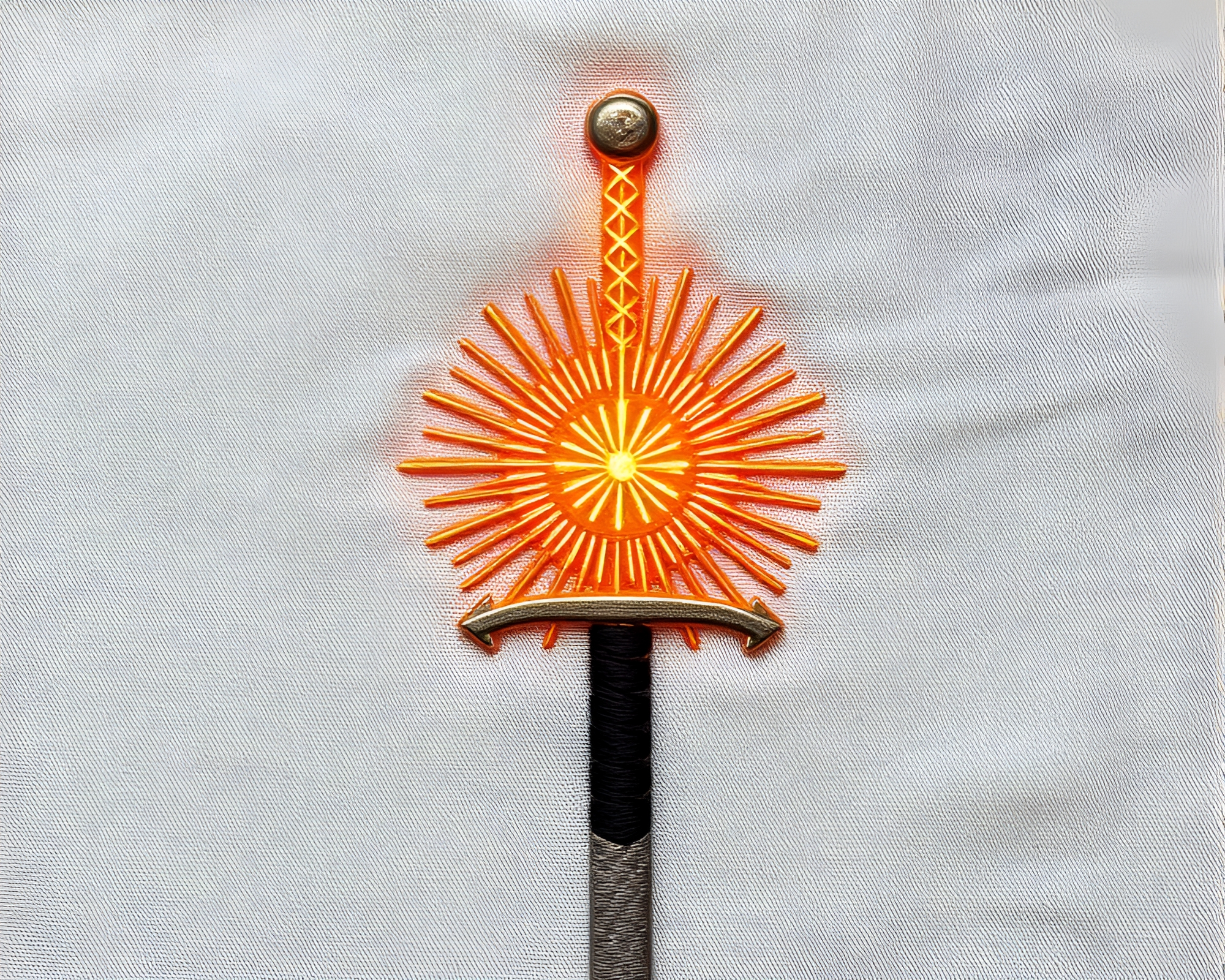 Minimalist Sword with Solar Flare Embroidery – free AI stock image