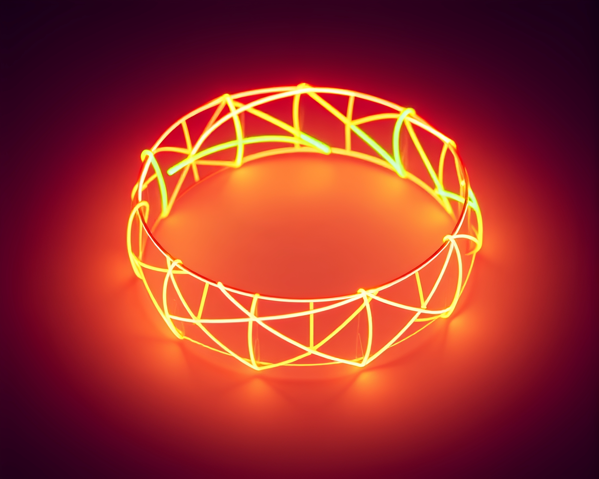 Neon Wireframe Bracelet in Bioluminescent Glow – free AI stock image