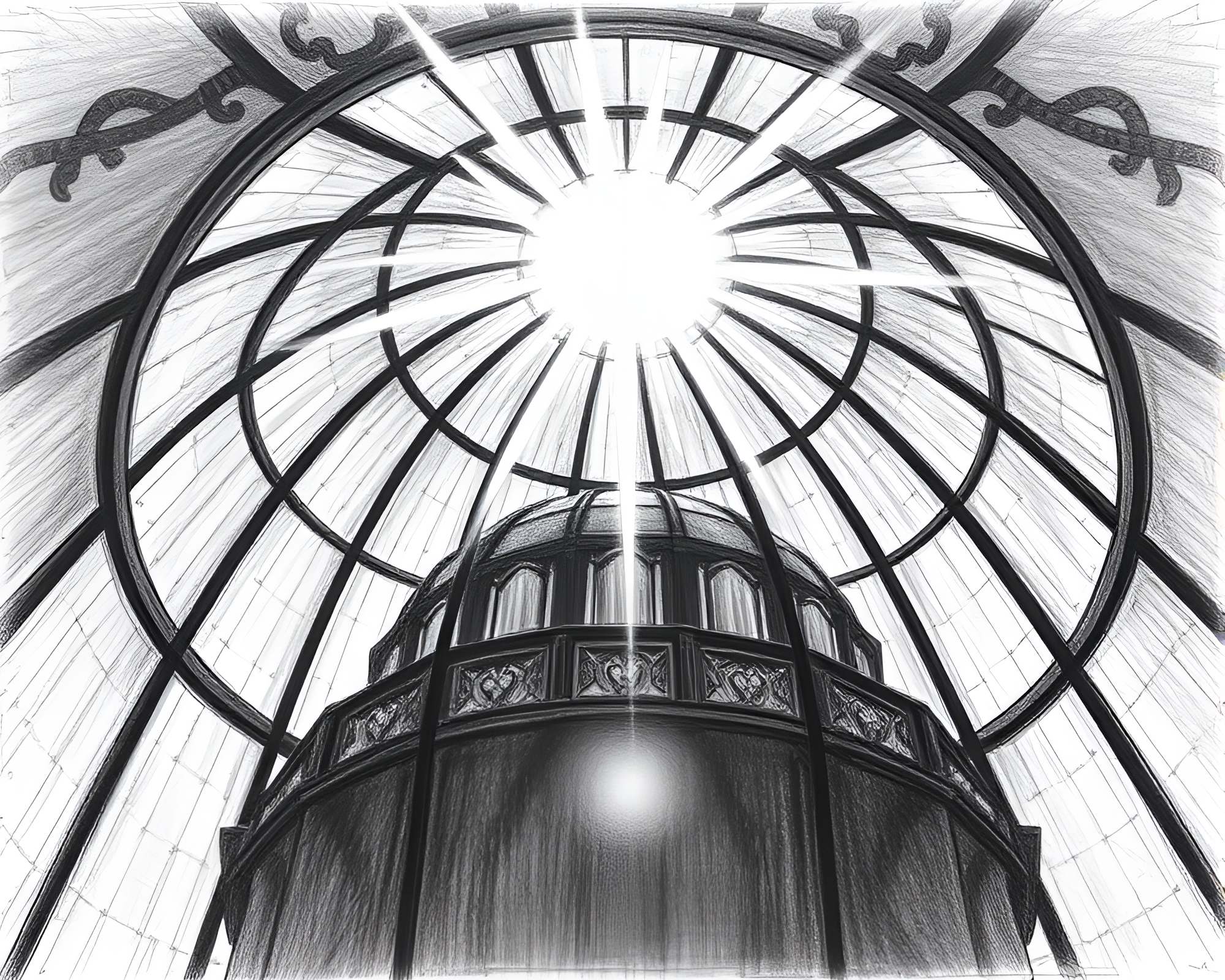 Glimmering Stained Glass Dome Bathed in Sunlight – free AI stock image