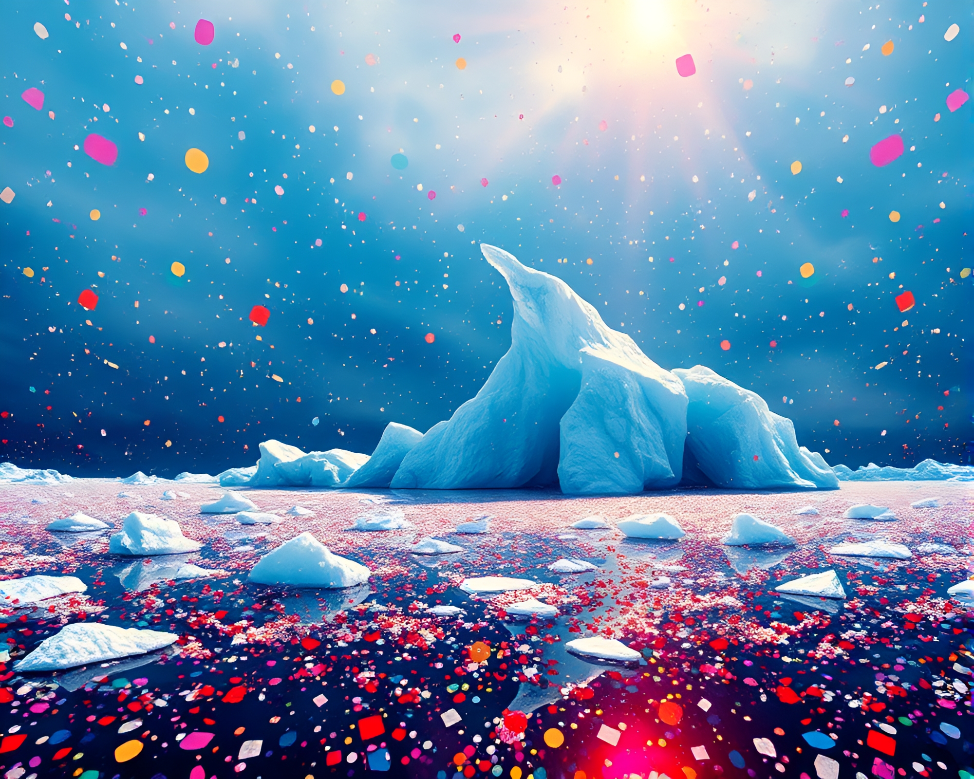 Arctic Iceberg Fragmented Kaleidoscope Color Burst – free AI stock image