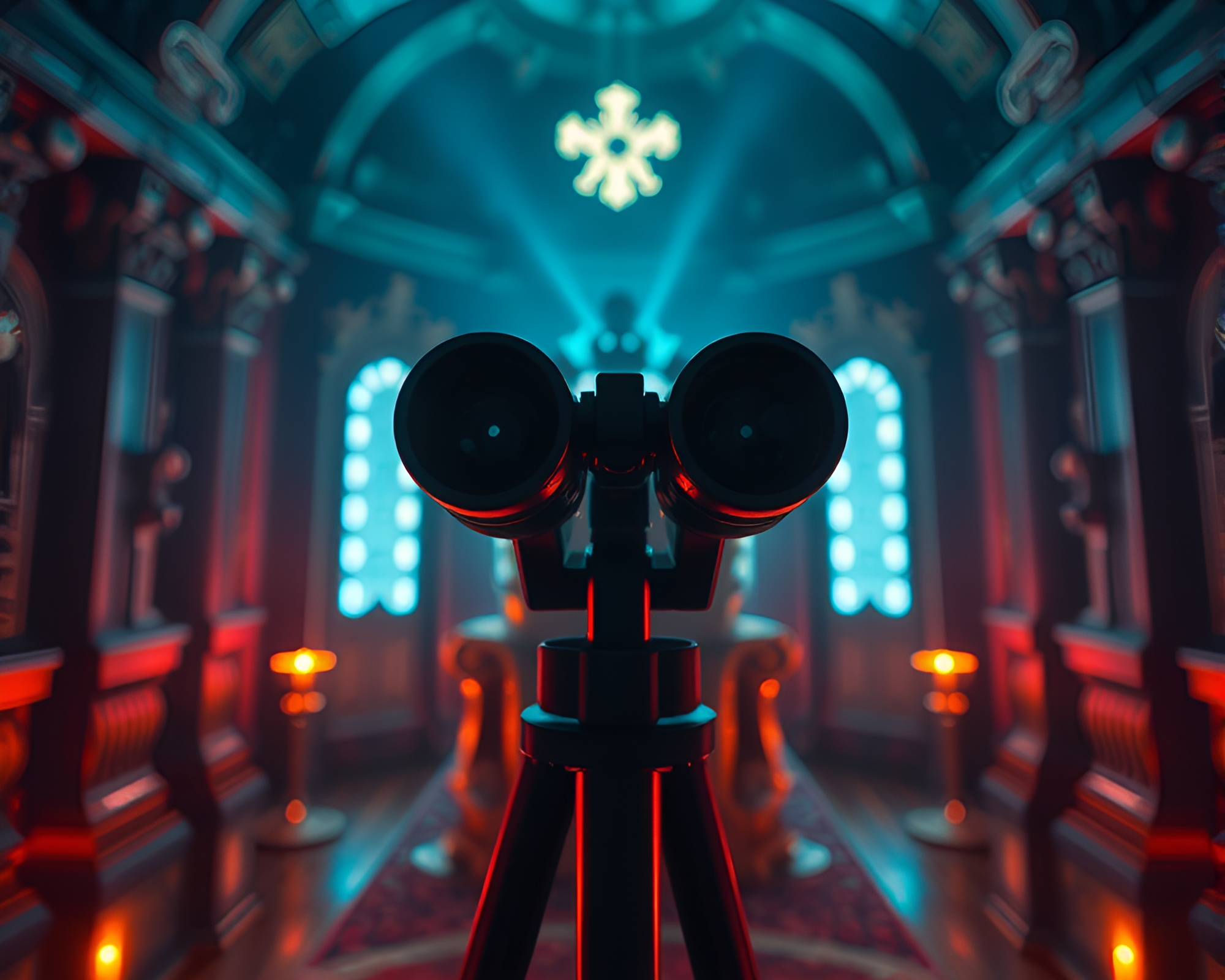 Ethereal Throne Room Light Leak Binoculars HDR Photo – free AI stock image