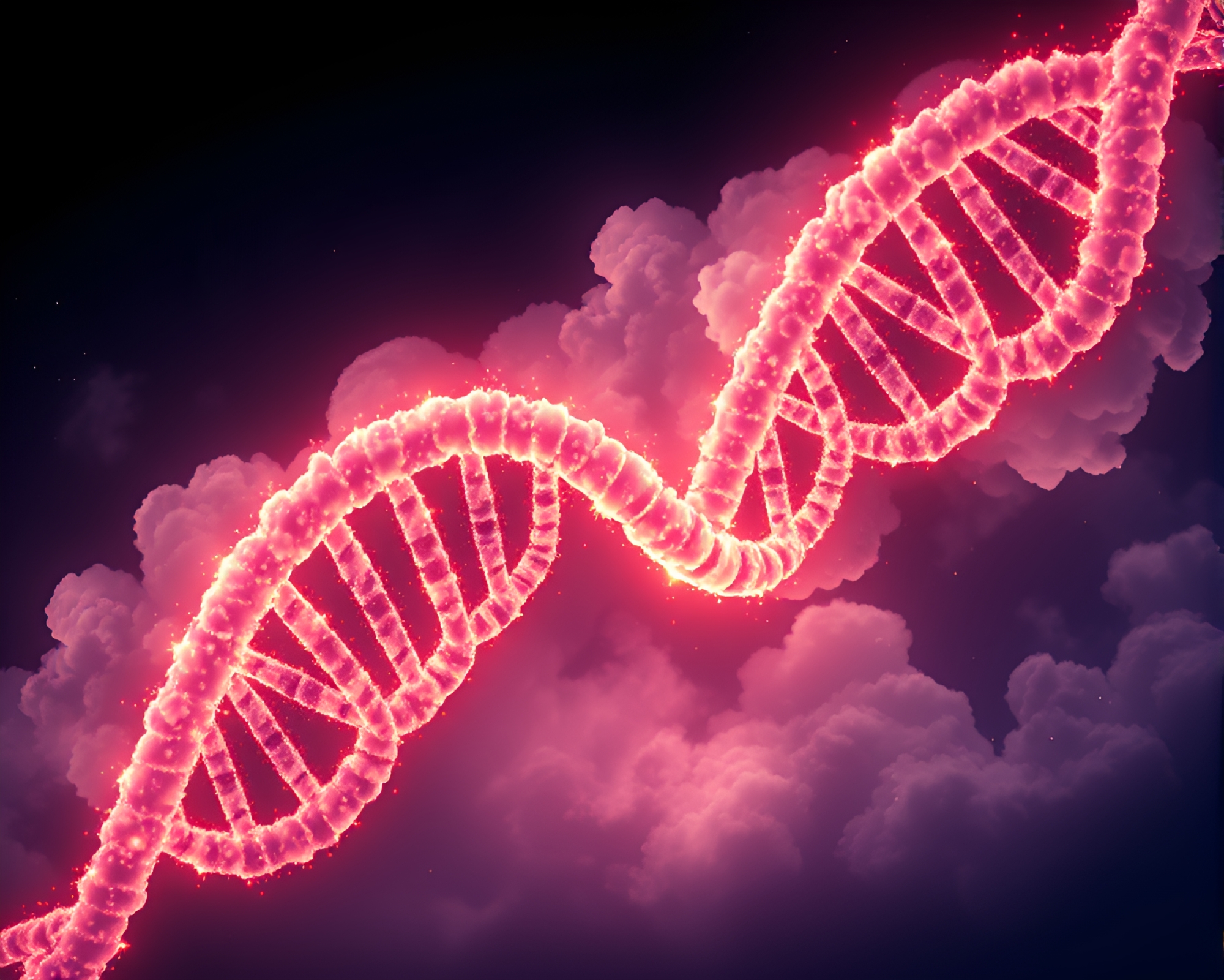 DNA Helix Cloud Formation Pixel Art Torchlight Glow – free AI stock image