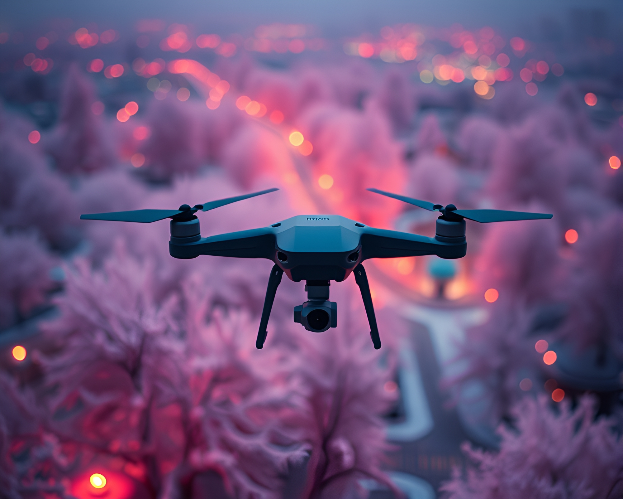 Infrared Drone Over Tilt-Shift Miniature Cityscape – free AI stock image