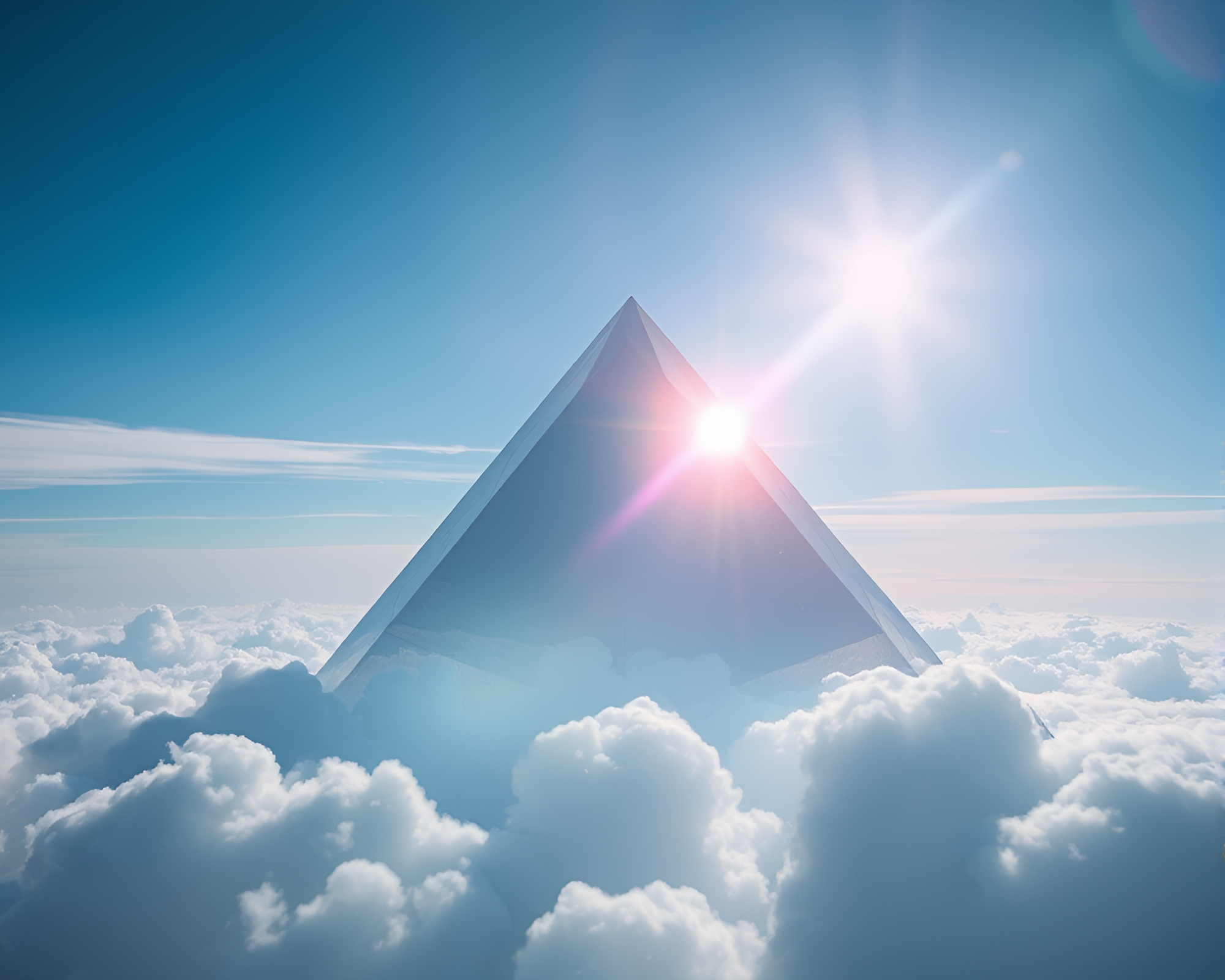 Glass Pyramid with Acid Wash Cloud Formations – free AI stock image